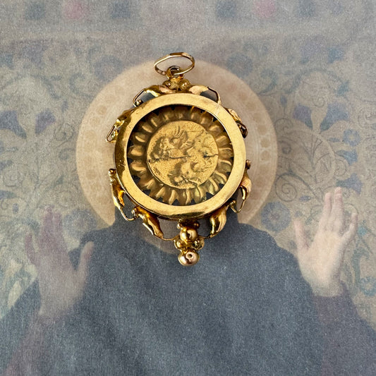 Antique 14k Gold Reliquary Locket, Georgian Colonial Portuguese Pendant