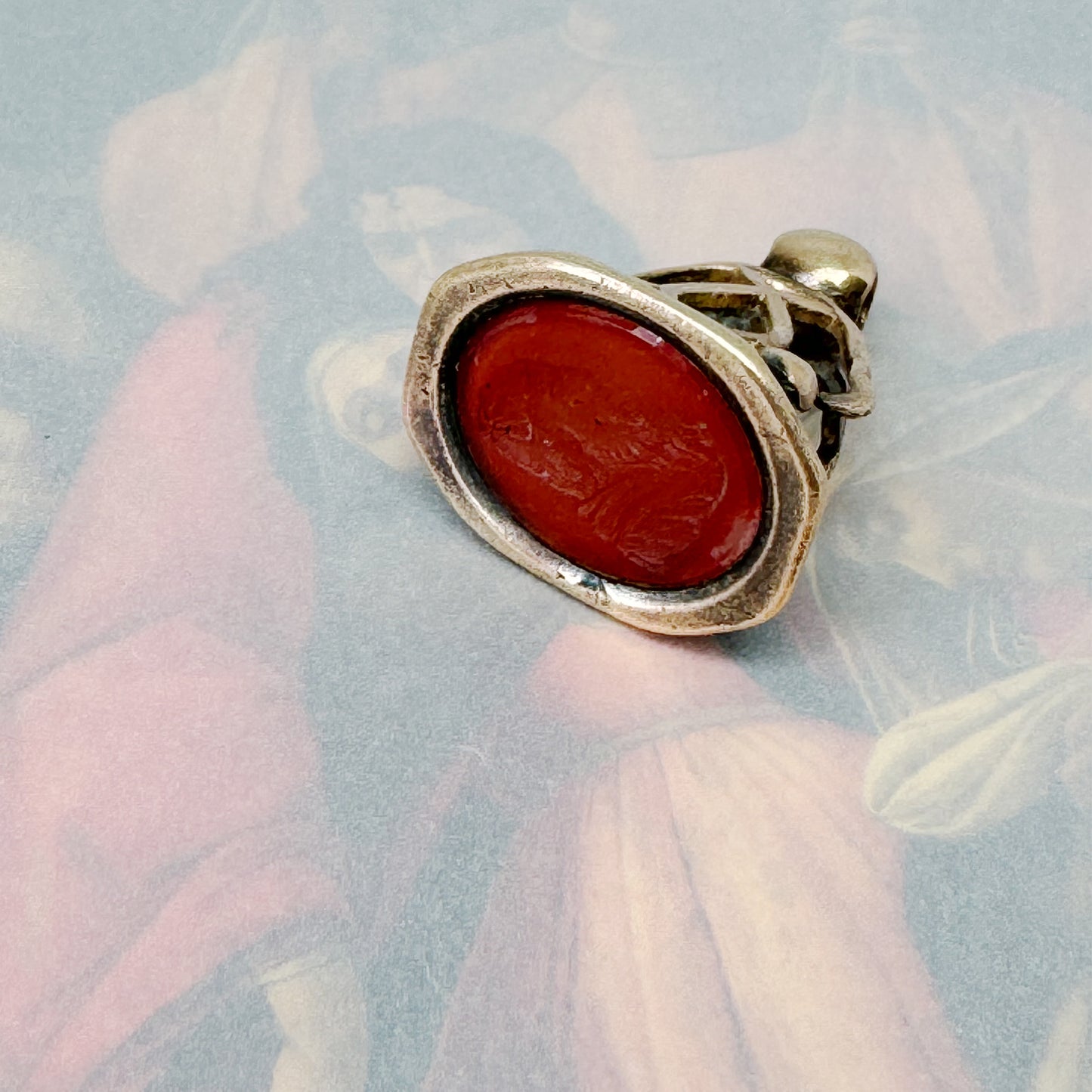 Victorian Carnelian Aristotles Intaglio Fob Seal, Antique Rolled Gold Fob Pendant, Stone Gold Filled Seal, 1800s Gold Cased Ornate Fob Cham