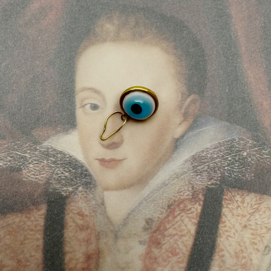 Vintage 18k Gold Evil Eye Charm Pendant, Glass Protection Amulet, 1950s Gold Talisman, Evil Eye Fob for Luck, 18 ct Gold Charm, Amulet