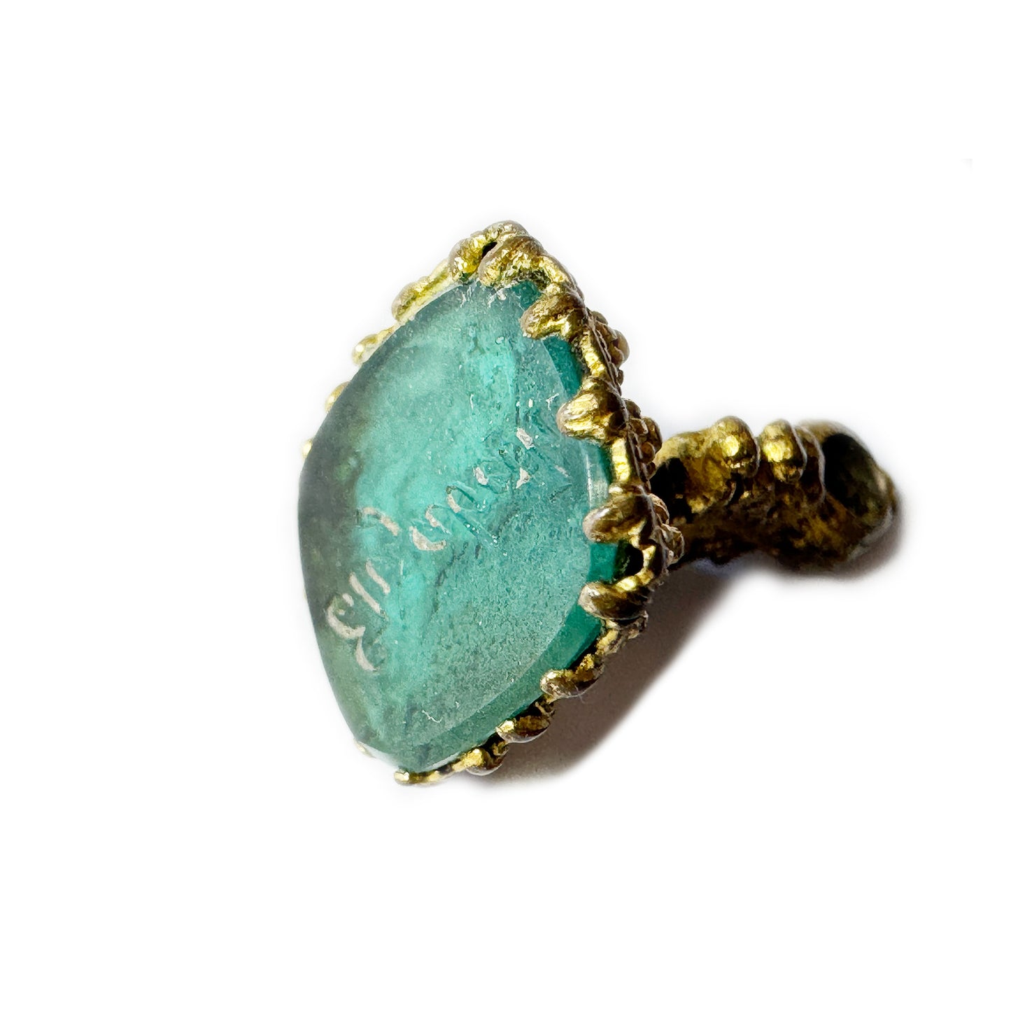 Antique Victorian Fob Seal, Elizabeth Name, Ornate Gilt Intaglio Charm, 19thC Jewellery Pendant, Blue Glass Wax Seal, Vintage Name Seal