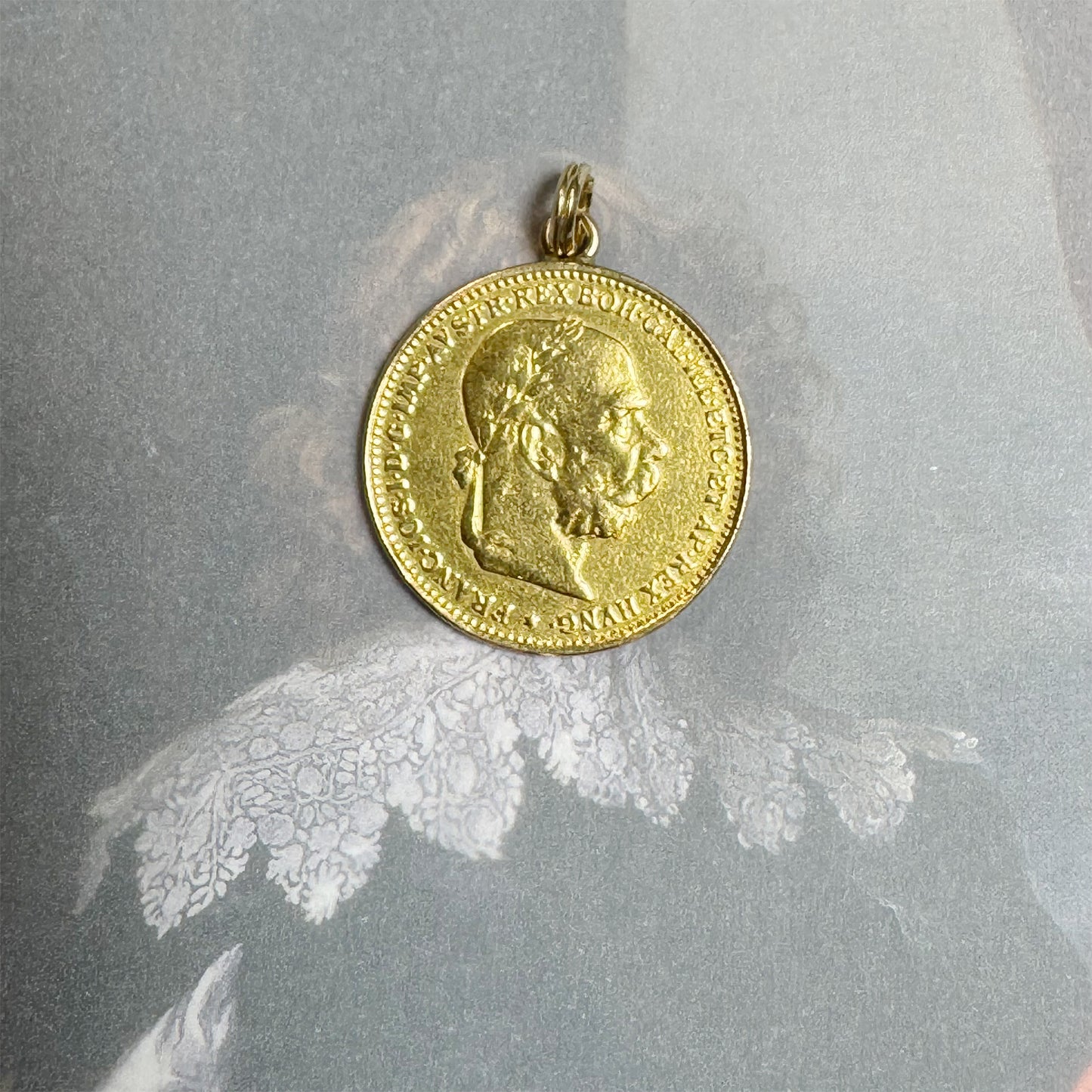 Antique 21k Solid Gold Austro-Hungarian 20 Corona Charm, 21 ct Coin Pendant, Austria 1894 Gold Coin Charm, Gold 6.9 grams
