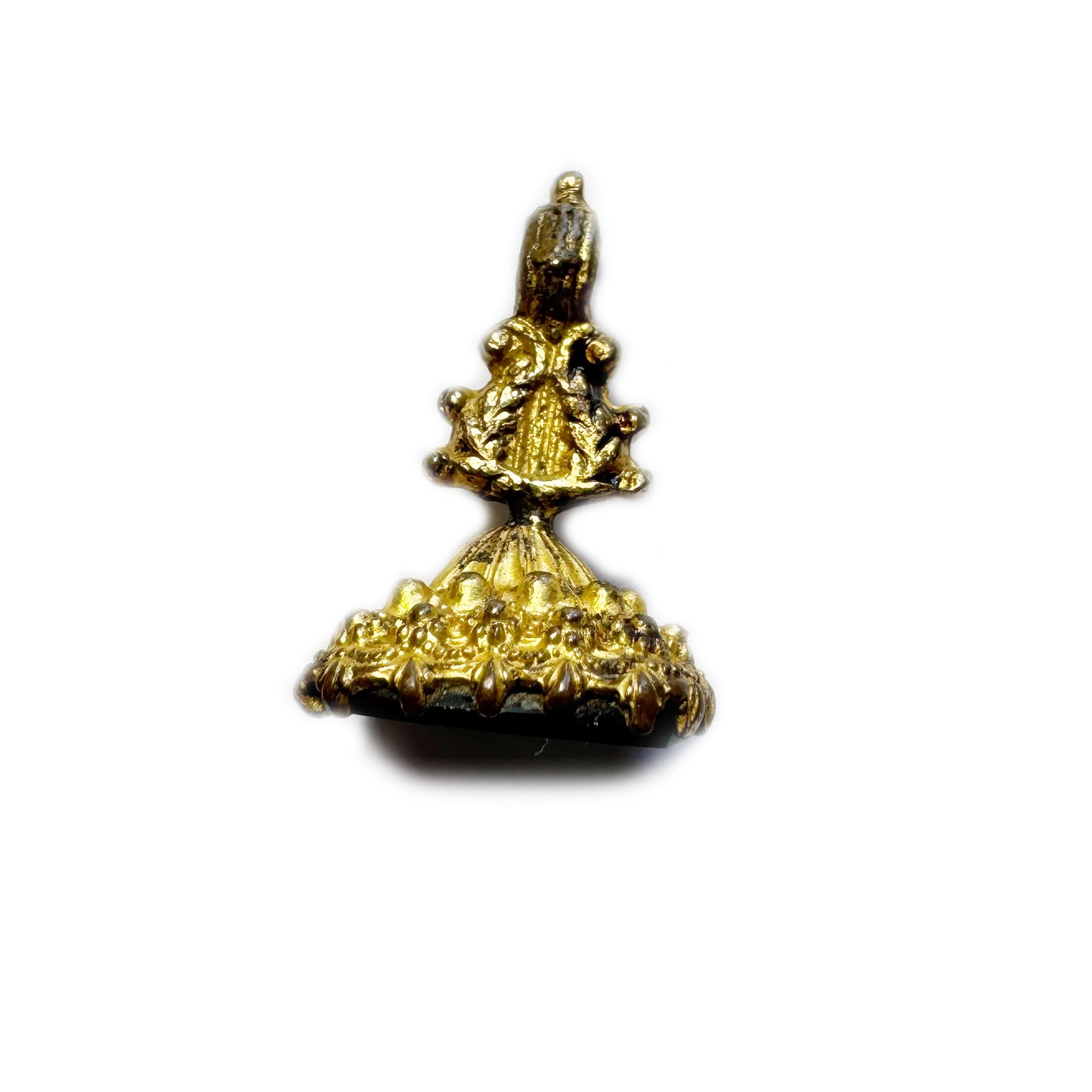 Antique Victorian Fob Seal, Elizabeth Name, Ornate Gilt Intaglio Charm, 19thC Jewellery Pendant, Blue Glass Wax Seal, Vintage Name Seal