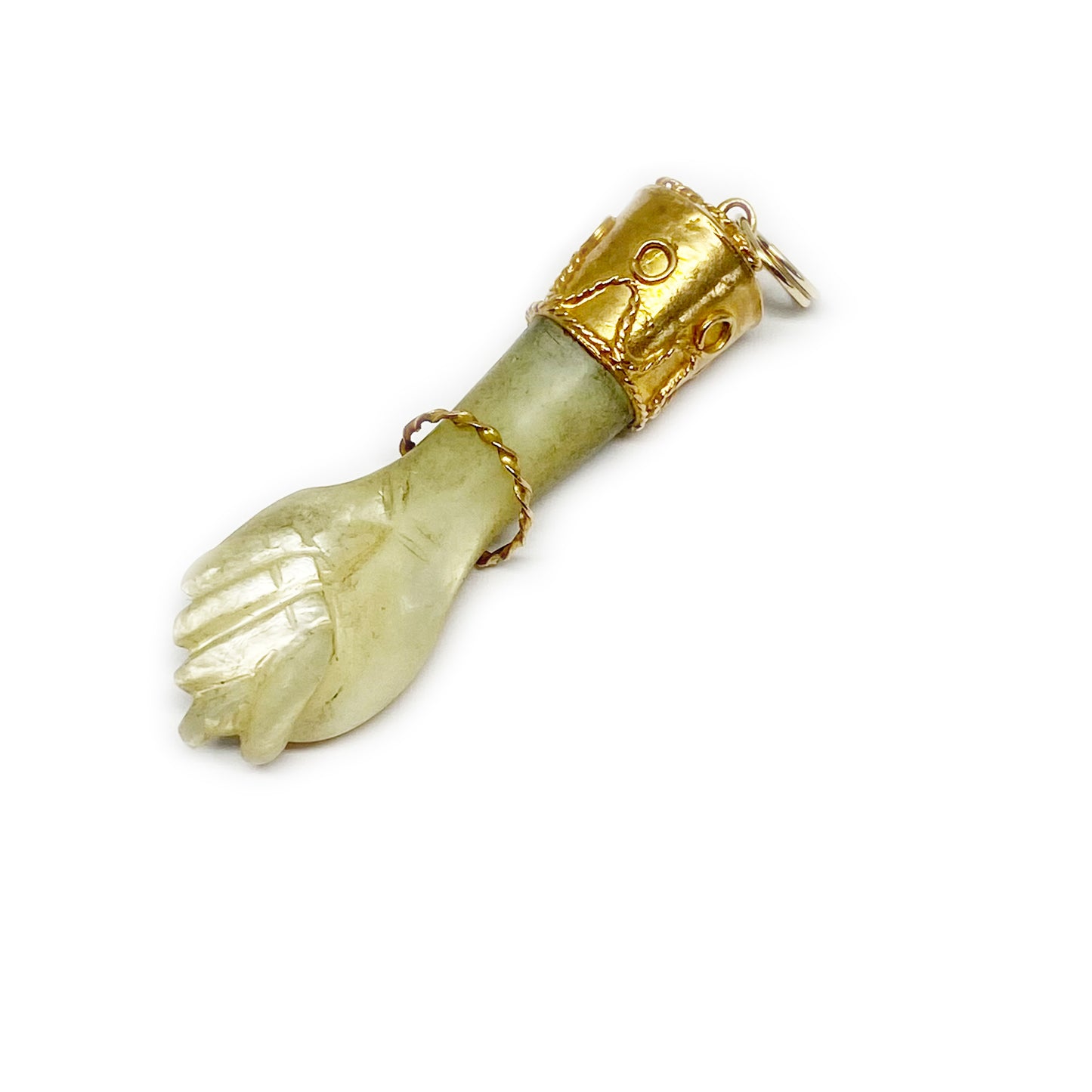 Antique 18k Gold Figa, Carved Mother Of Pearl, Mano Fico, Lucky Charm, Victorian Figa, Hand Pendant, Figa Charm, Mano Figa, Evil Eye