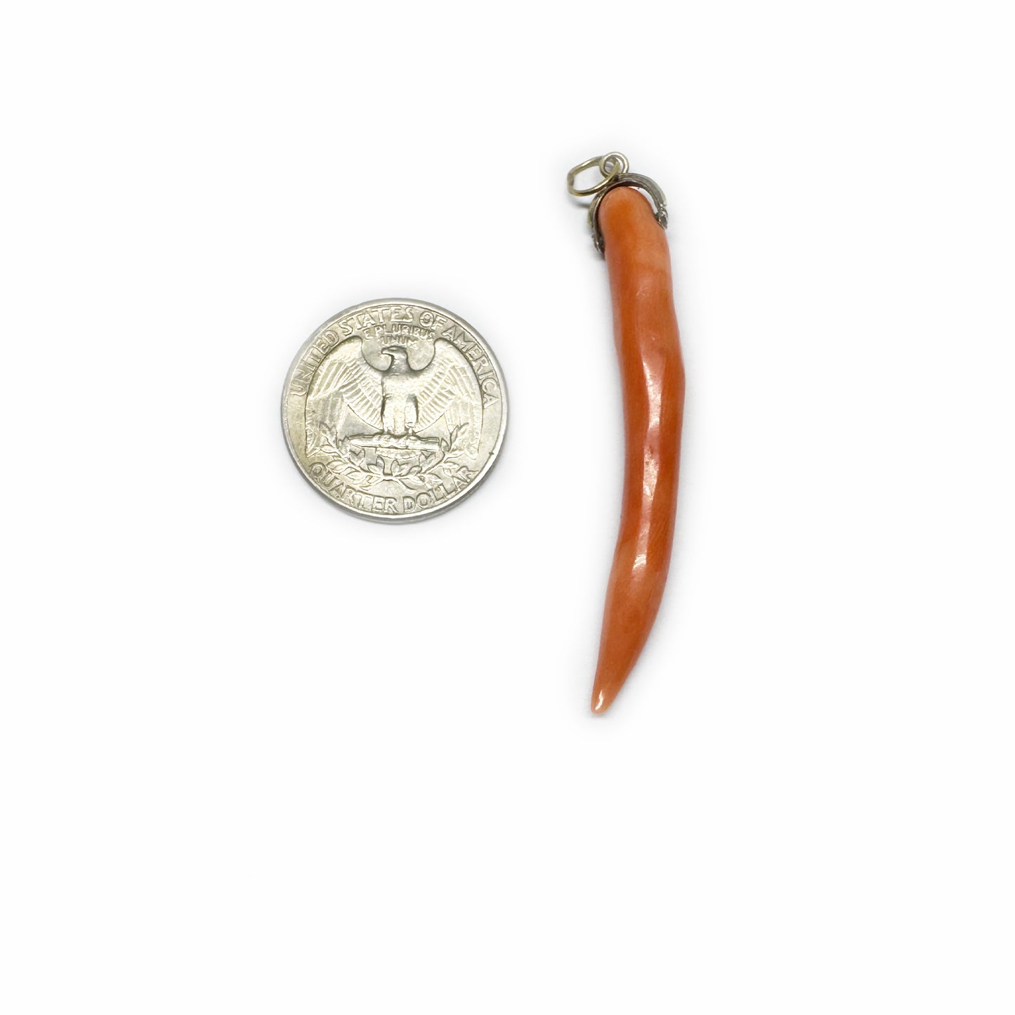 Antique 18k Gold Large Coral Horn Pendant, 18 ct Gold Amulet, Mediterranean Coral, Natural Coral, Jewelry, Cornicello, Evil Eye, Corno Charm