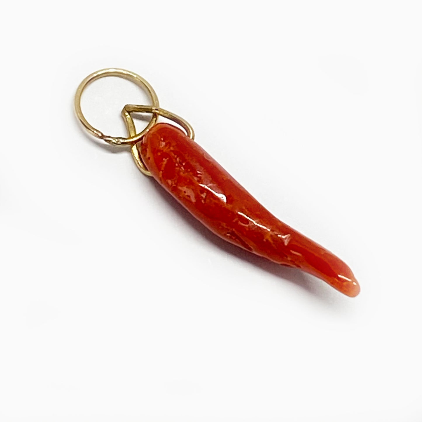 Antique 9k Gold Coral Horn Pendant