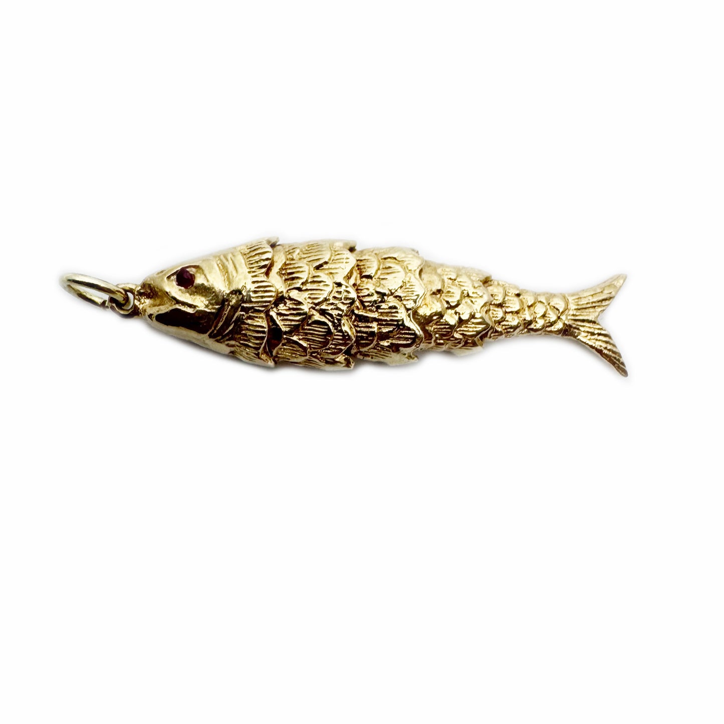 Vintage 9K Gold Fish, Articulated solid 9 ct Gold Fish Pendant, Animal Charm Pendant, Marine Pendant, 9 ct Fish Jewellery Charm, 7.5 Grams
