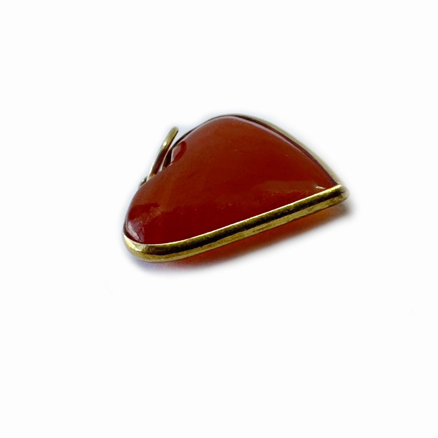 Vintage 18k Gold Carnelian Heart Pendant, Natural Gemstone Jewelry, Antique Gift, Unique Valentines, Agate Charm, Original 1960s