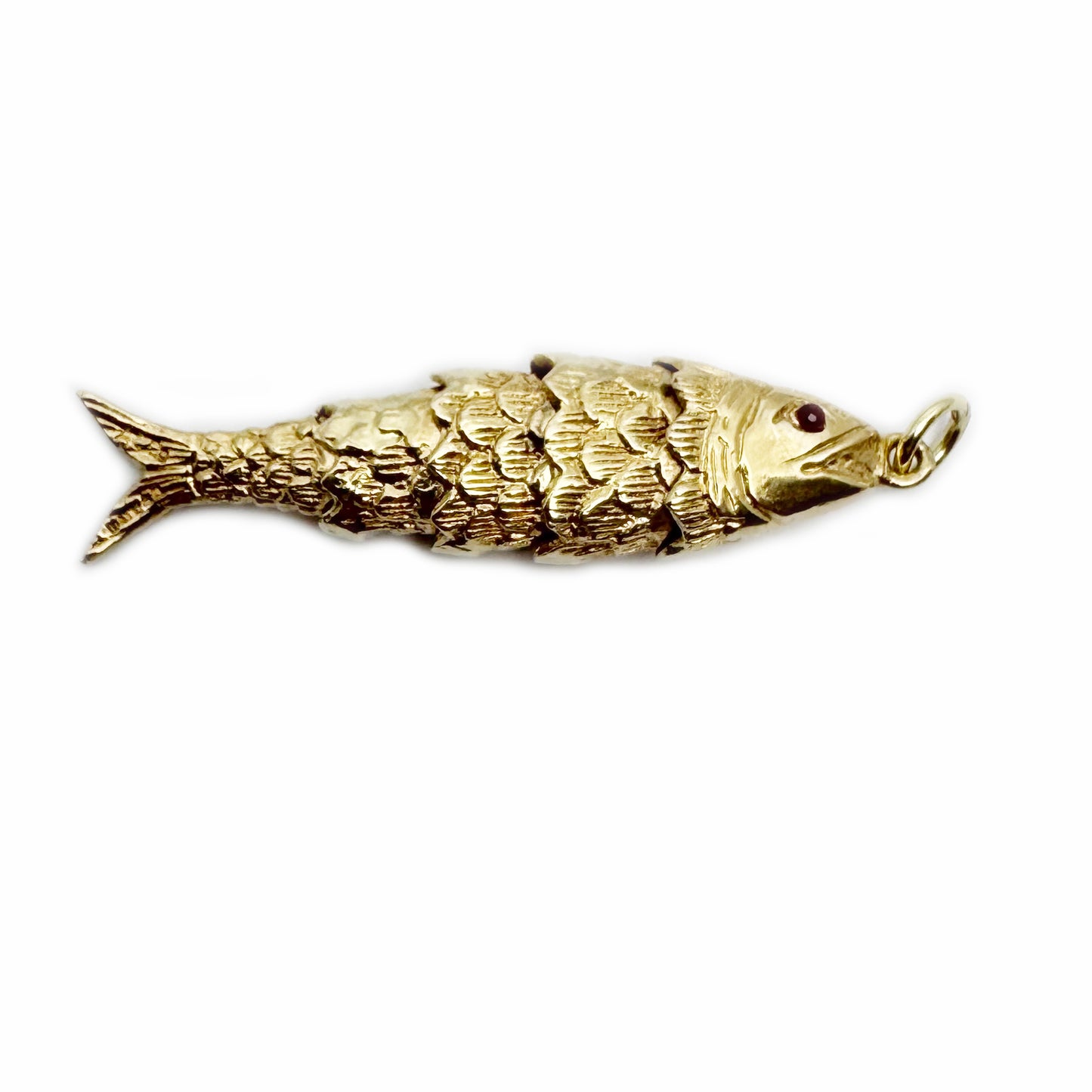 Vintage 9K Gold Fish, Articulated solid 9 ct Gold Fish Pendant, Animal Charm Pendant, Marine Pendant, 9 ct Fish Jewellery Charm, 7.5 Grams