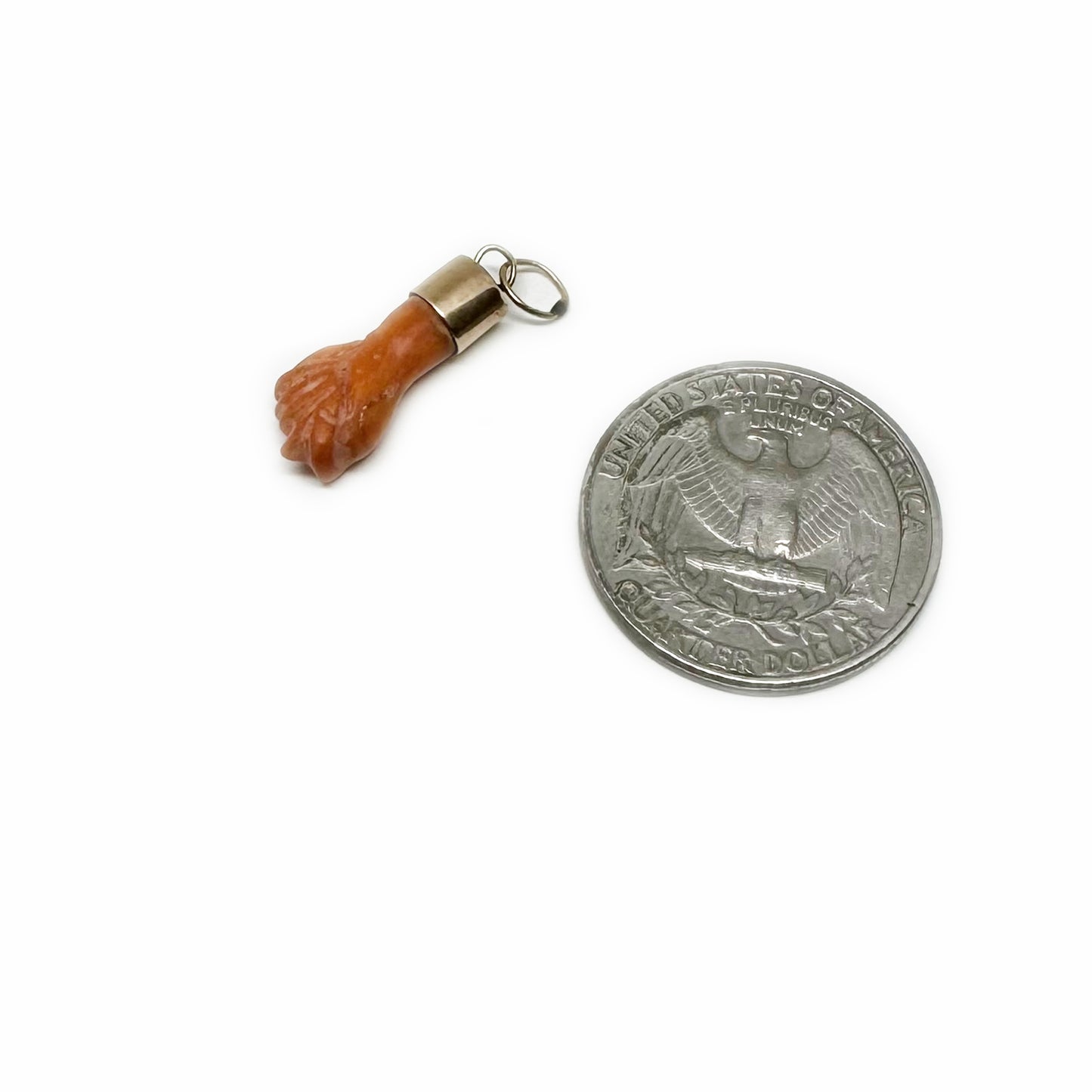 Antique 14K Gold Fold Figa, Coral Fist, Hand Charm Pendant, Victorian Amulet, 14ct Gold, Natural Coral, Figa Charm Coral, Gift For Her