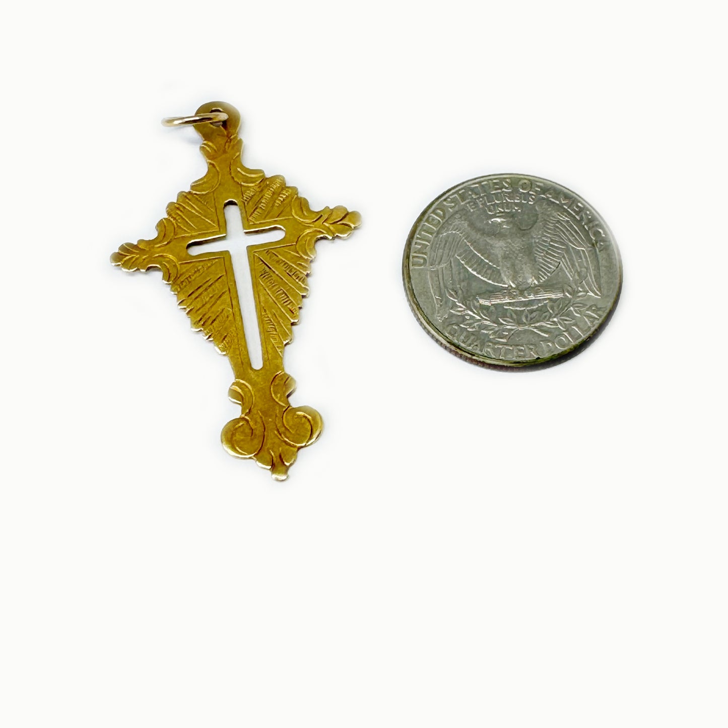 Antique 18k Georgian Cross, Rare Solid Gold Crucifix, 1800s, Continental Gold, 18ct Gold Cross, Early Victorian Period, Solid Gold, Engraved