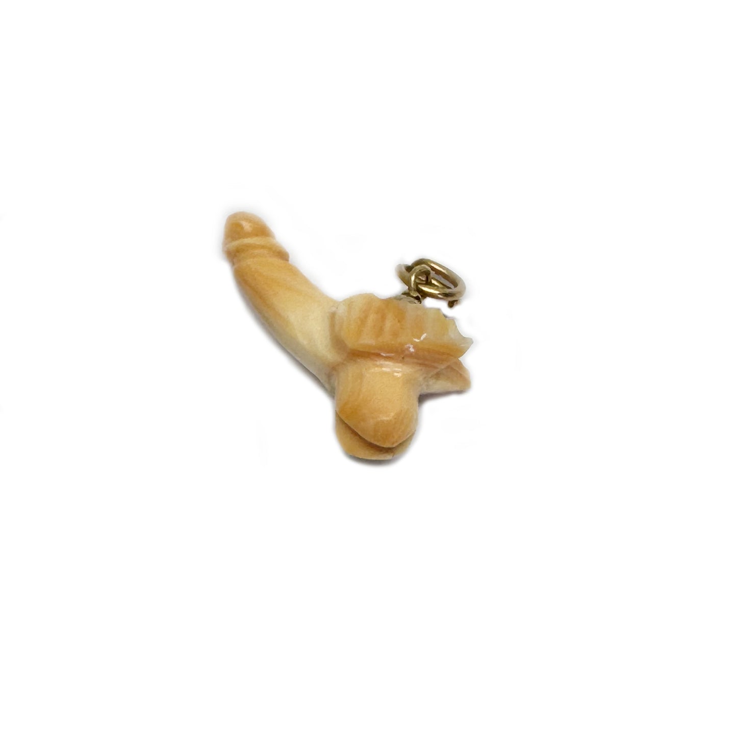 Vintage 14k Gold Shell Fascinus Amulet Pendant, Rare Italian Phallic Protection Talisman, Roman Revival Phallus Fertility Luck Charm