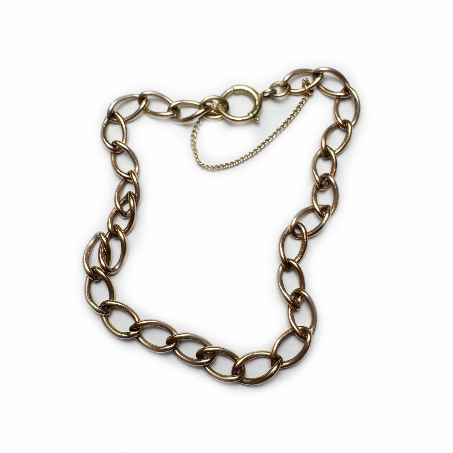 Vintage 9k Rose Gold Bracelet, Midcentury Charm Bracelet, 9ct Gold Chain Bracelet, Curb Link Bracelet, Hallmarked 9 375, Gold Chain Bracelet