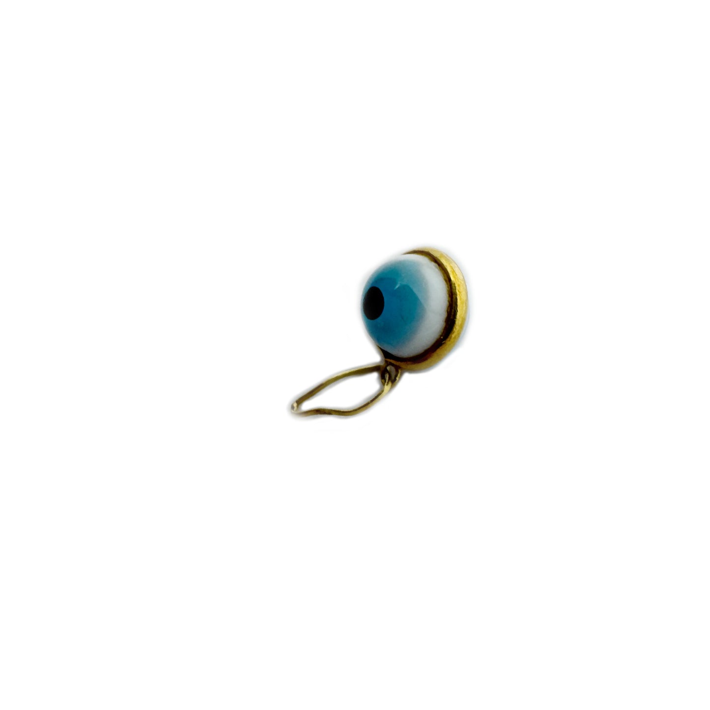 Vintage 18k Gold Evil Eye Charm Pendant, Glass Protection Amulet, 1950s Gold Talisman, Evil Eye Fob for Luck, 18 ct Gold Charm, Amulet