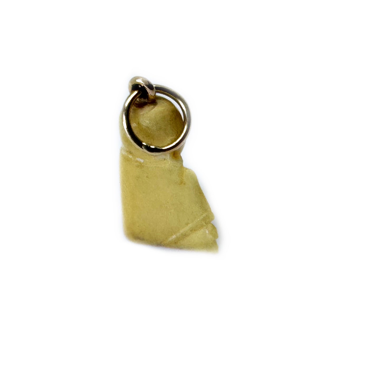 Vintage 18k Bone Laughing Buddha, Carved Bone Buddha Gold Charm, 18 ct Gold Buddha Pendant, Midcentury Coral 18 ct Charm