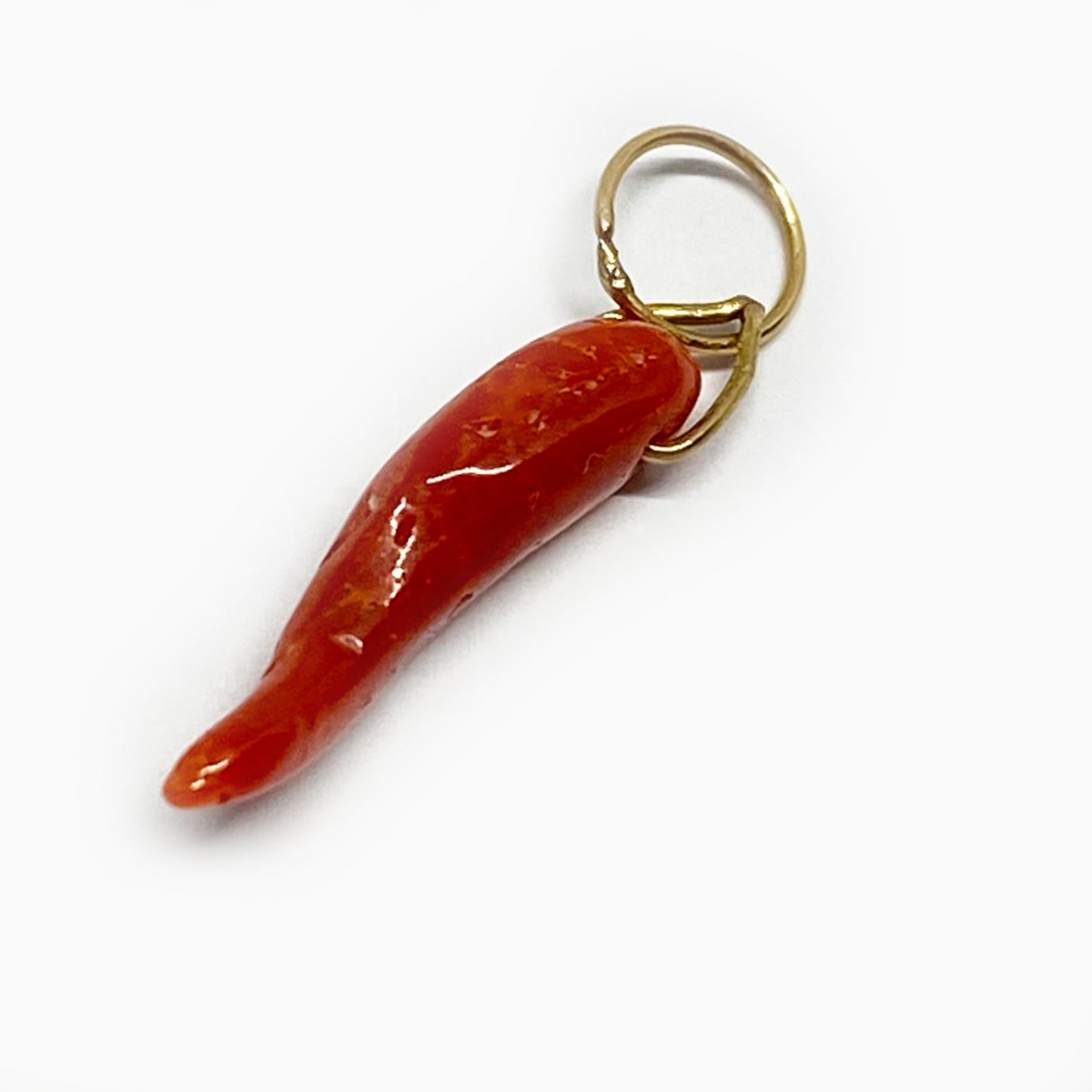 Antique 9k Gold Coral Horn Pendant