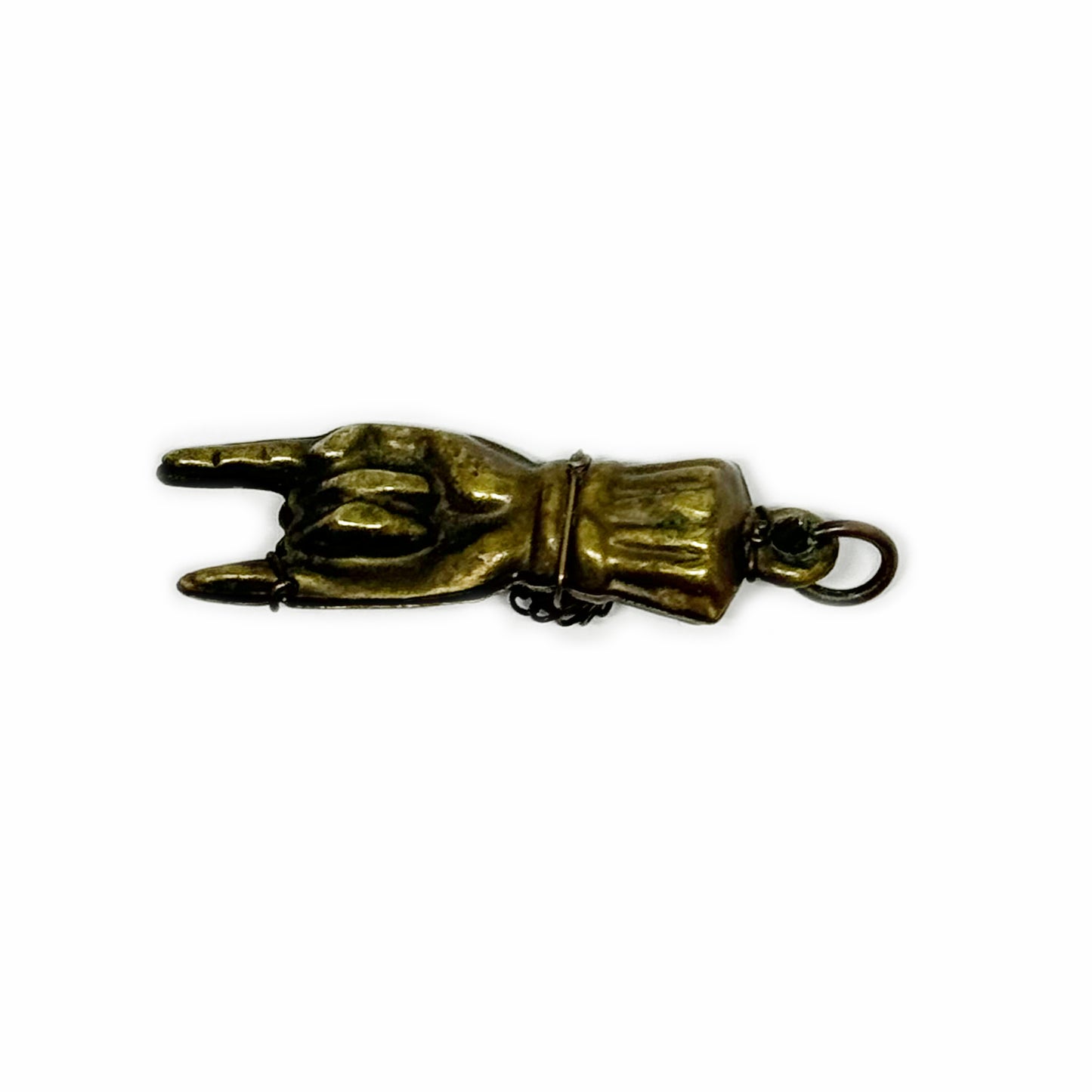 Antique Metal Horned HandPendant, 19th Century Italian Sign Of Horn, 1800s Puffed Mano Cornuto Charm, Fist Amulet, Figa Charm, Mano Fico