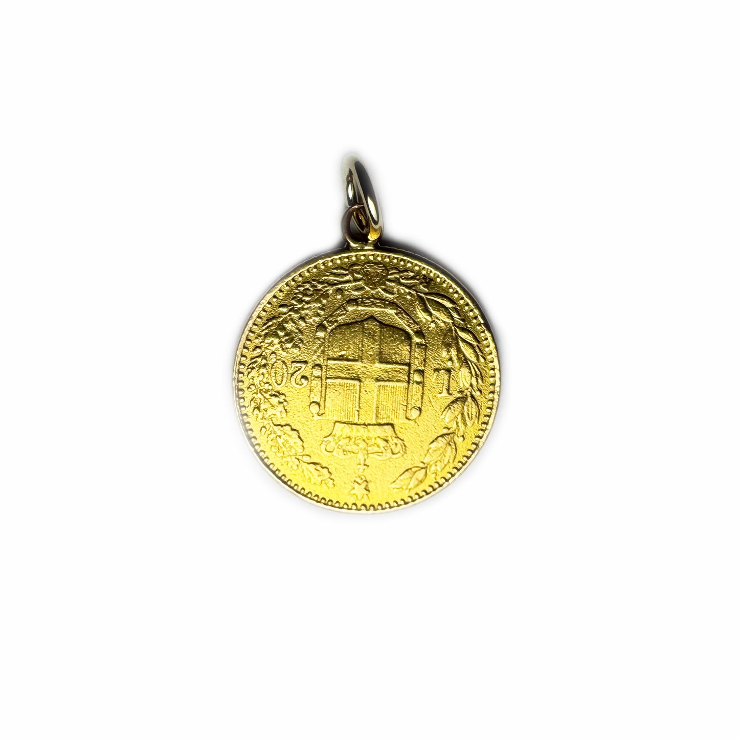 Antique 21k Solid Gold Italian Coin Pendant, 1885 Umberto I 20 Lire Charm, 6.5g Gold, Gold Coin, Italian Souvenir, Precious Gold Charm