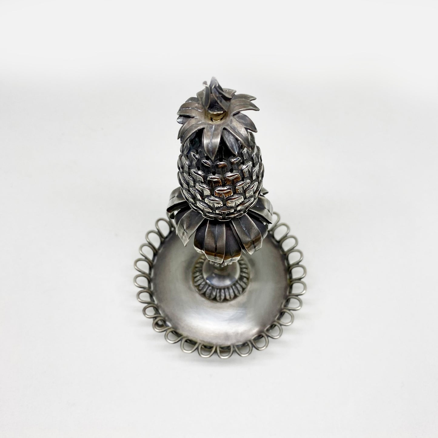 ntique Sterling Silver Pineapple Ornament, Portuguese 916 Silver Toothpick Holder