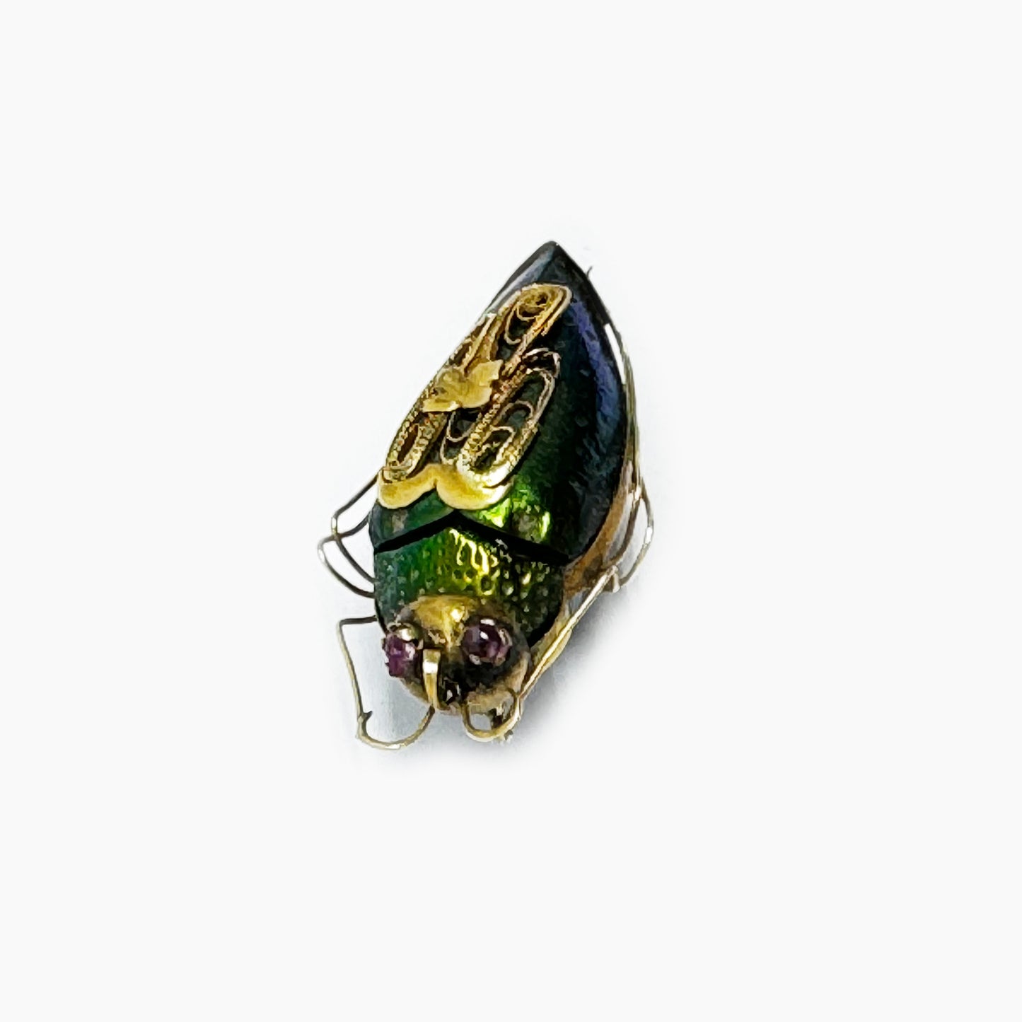 Antique Scarab Beetle Brooch, 9k Gold Victorian Green Jewel Beetle Pin, Vintage Real Green Beetle Gold Pin 9 ct Gold, Egyptian Revival