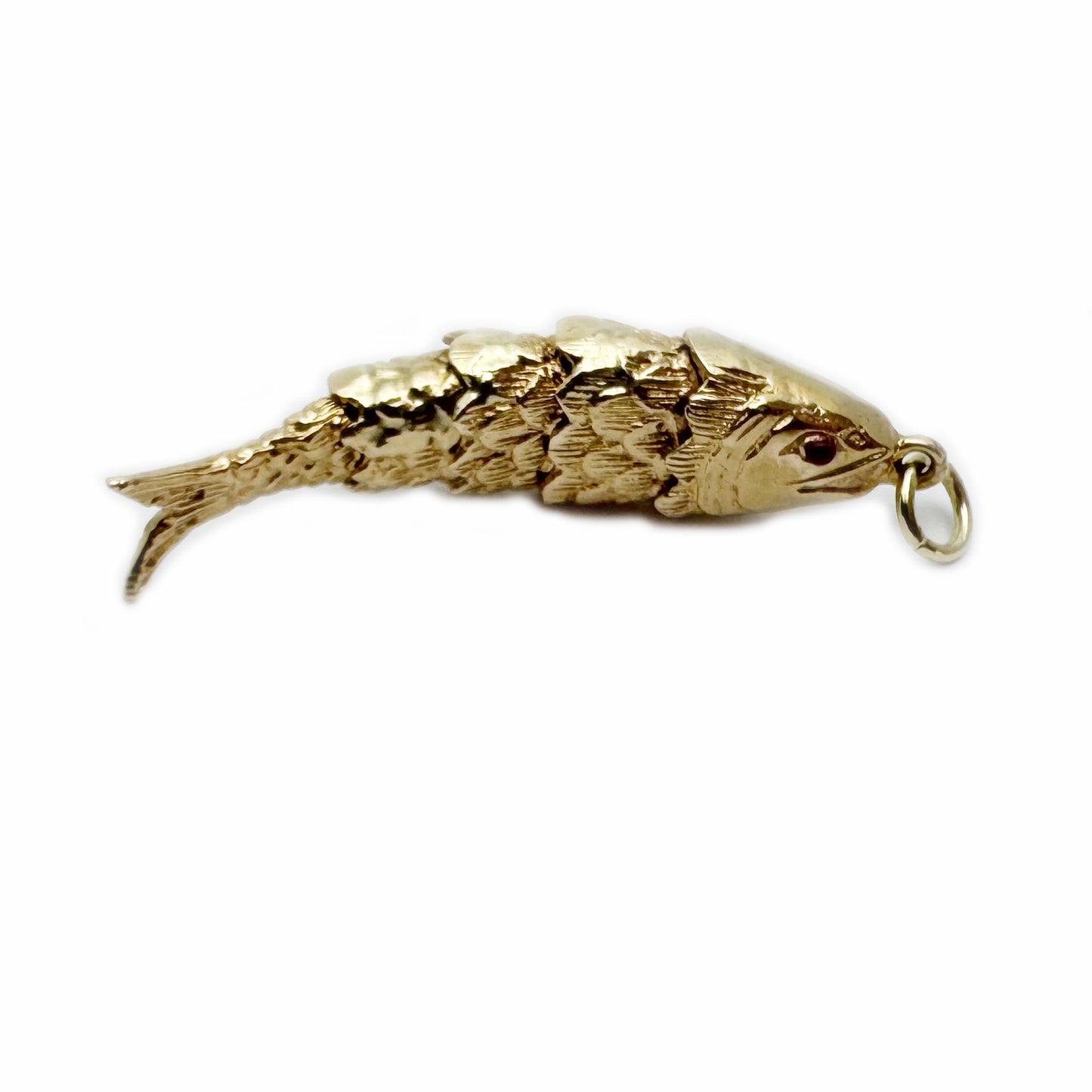 Vintage 9K Gold Fish, Articulated solid 9 ct Gold Fish Pendant, Animal Charm Pendant, Marine Pendant, 9 ct Fish Jewellery Charm, 7.5 Grams