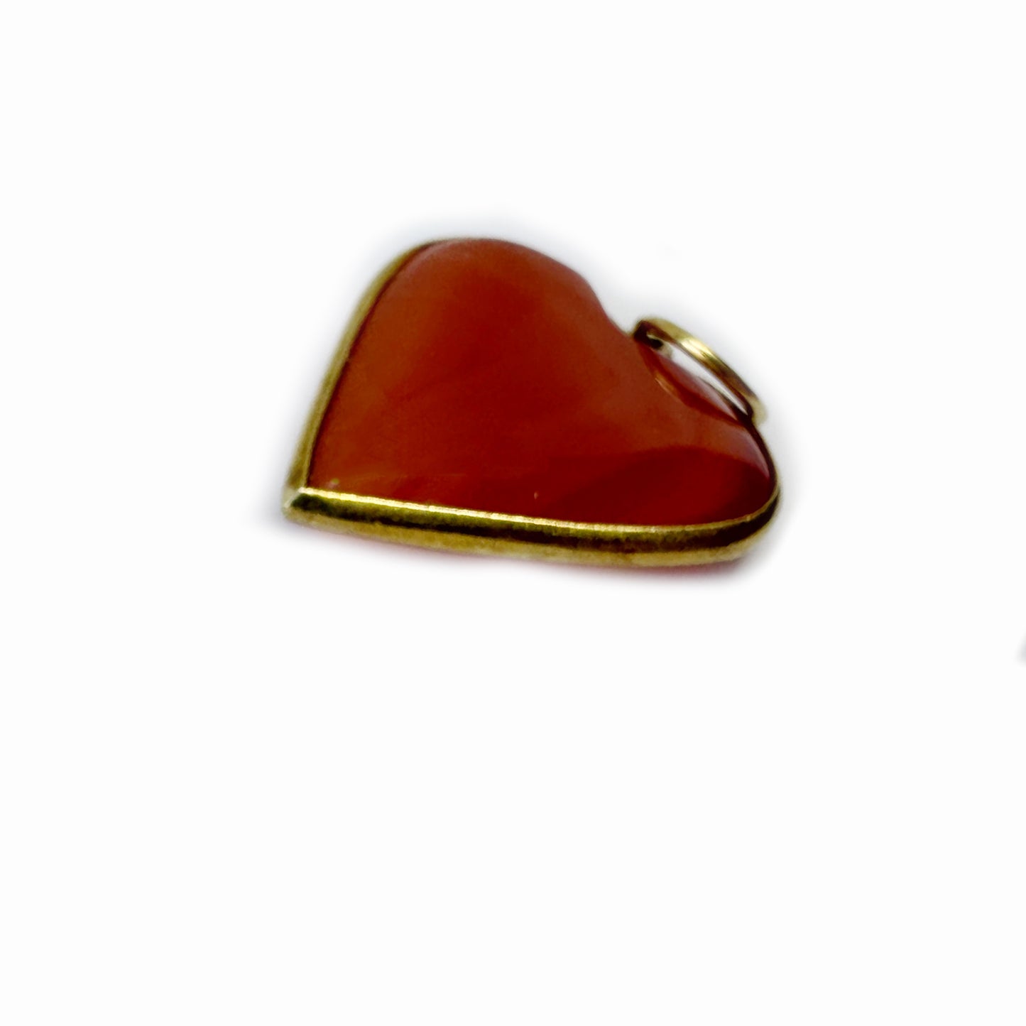 Vintage 18k Gold Carnelian Heart Pendant, Natural Gemstone Jewelry, Antique Gift, Unique Valentines, Agate Charm, Original 1960s