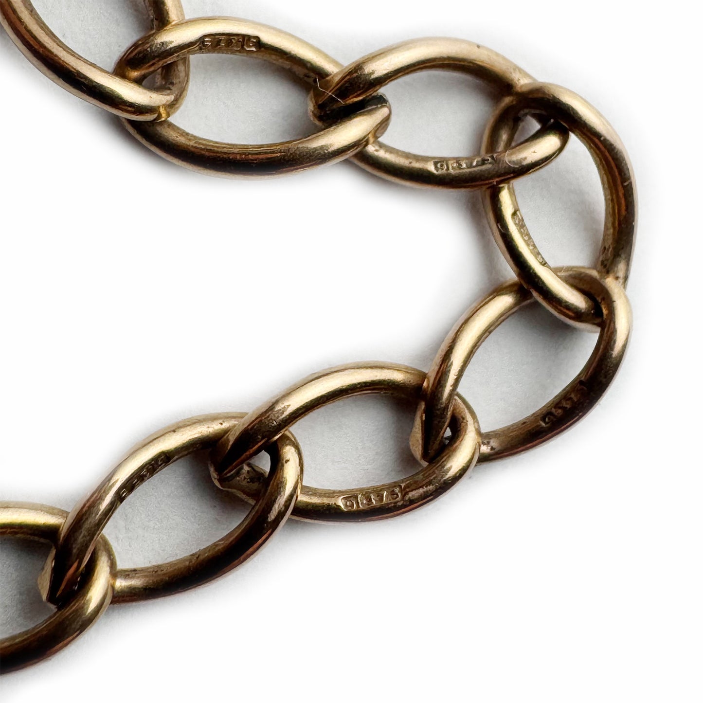Vintage 9k Rose Gold Bracelet, Midcentury Charm Bracelet, 9ct Gold Chain Bracelet, Curb Link Bracelet, Hallmarked 9 375, Gold Chain Bracelet