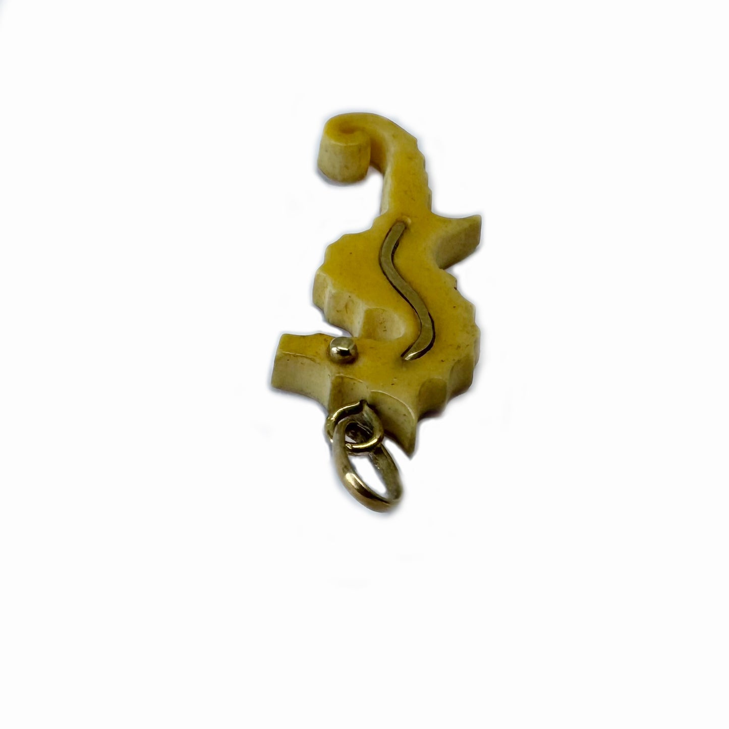 Antique 18k Gold Seahorse Pendant, Victorian Bone Charm, Marine Animal Jewellery, 18 ct Gold Sea Horse Lover Gift, Animal Pendant, Deep Sea