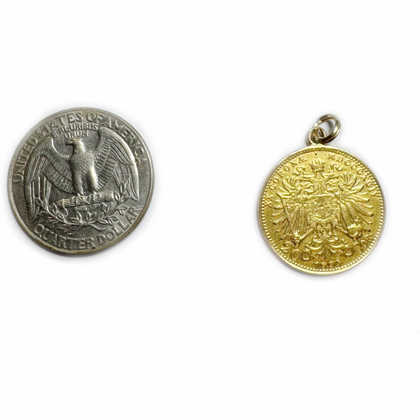 Antique 21k Solid Gold Austro-Hungarian 20 Corona Charm, 21 ct Coin Pendant, Austria 1894 Gold Coin Charm, Gold 6.9 grams