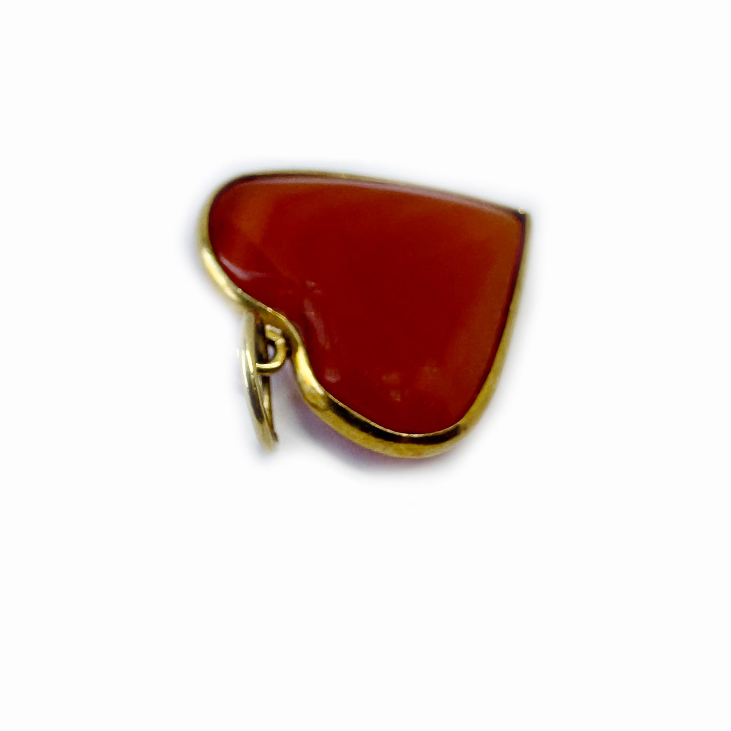 Vintage 18k Gold Carnelian Heart Pendant, Natural Gemstone Jewelry, Antique Gift, Unique Valentines, Agate Charm, Original 1960s