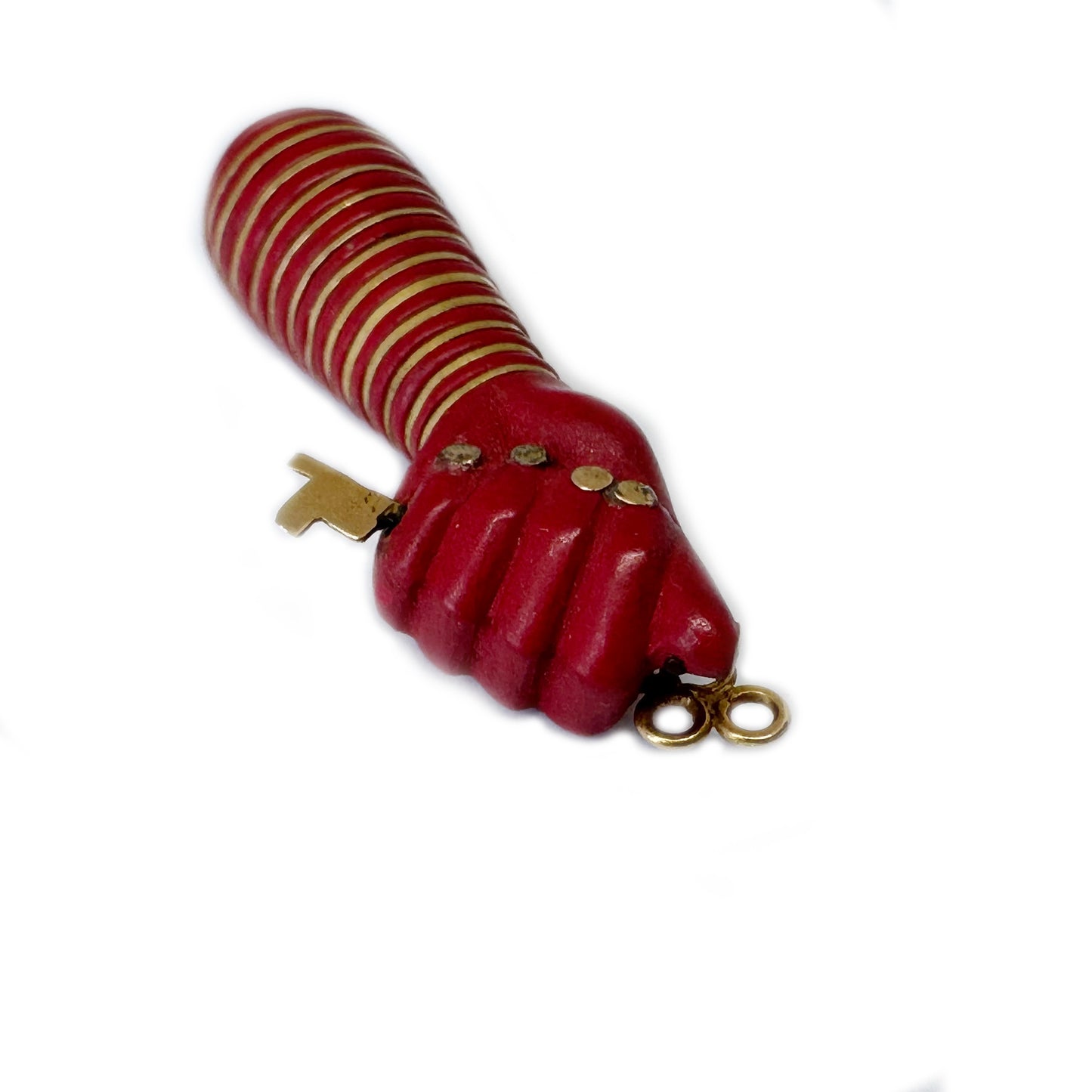 Vintage 18k Gold Resin Figa, 18 ct Gold Red 1950's Figa, Bakelite, Amulet, Figa Charm, Pendant, Mano Fico, Evil Eye, Freedom, Lucky Charm