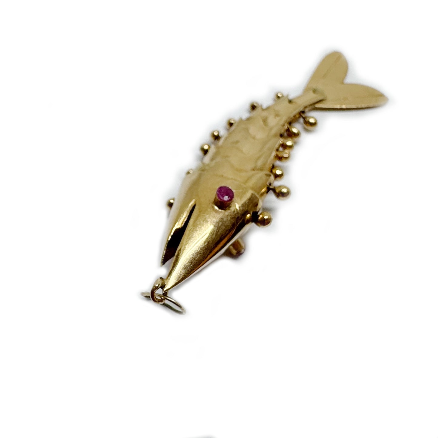 Vintage 14K Gold Fish, Articulated Fish Pendant, Antique Charm, Flexible Fish Pendant, 14 ct Gold Fish, Marine Animal Jewelry, Mid Century