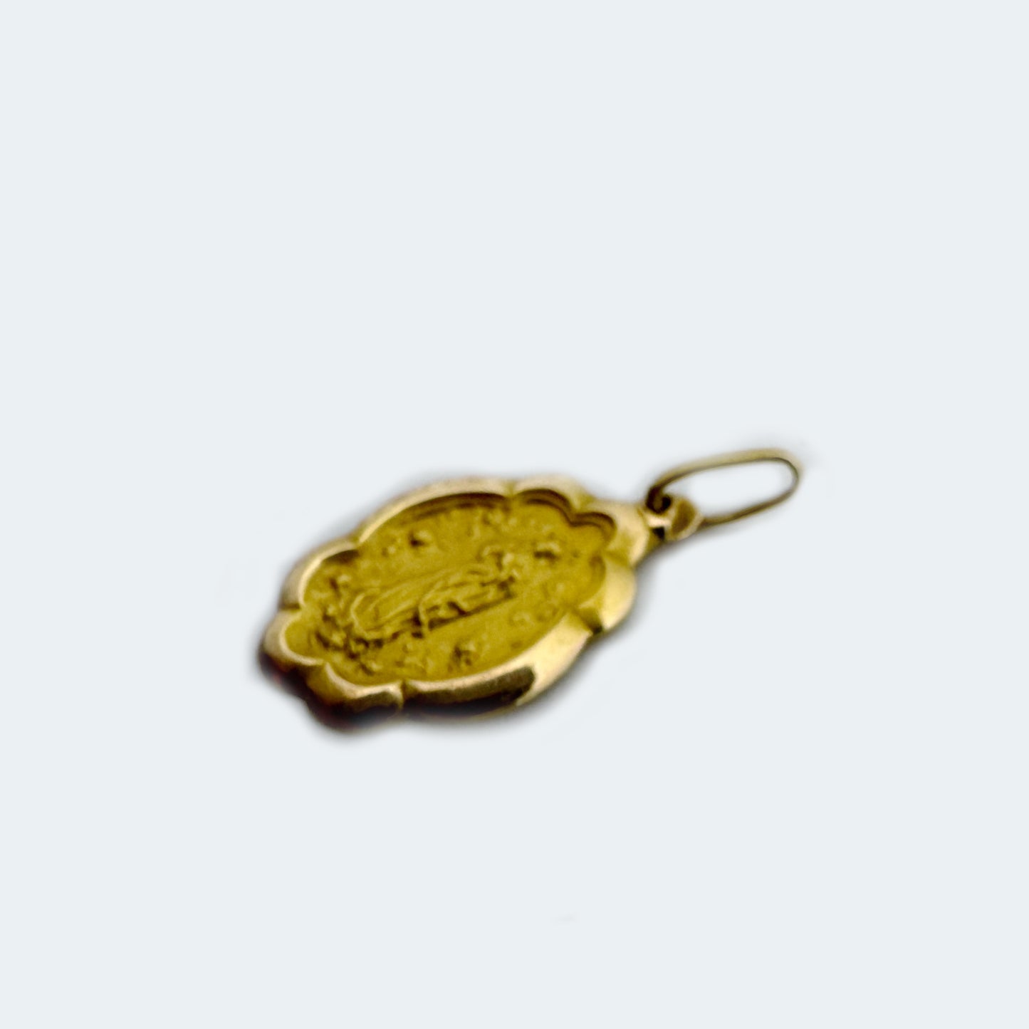 Vintage 18k Gold Virgin Mary Medal, Religious Charm