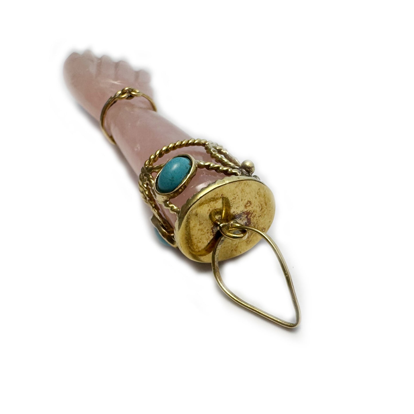 Vintage 18k Gold Figa, Crystal Figa, 1960s, Pink Quartz Mano Fico, Evil Eye, Solid 18ct Gold, Turquoise, Gift For Her, Mano Figa, Figa Charm