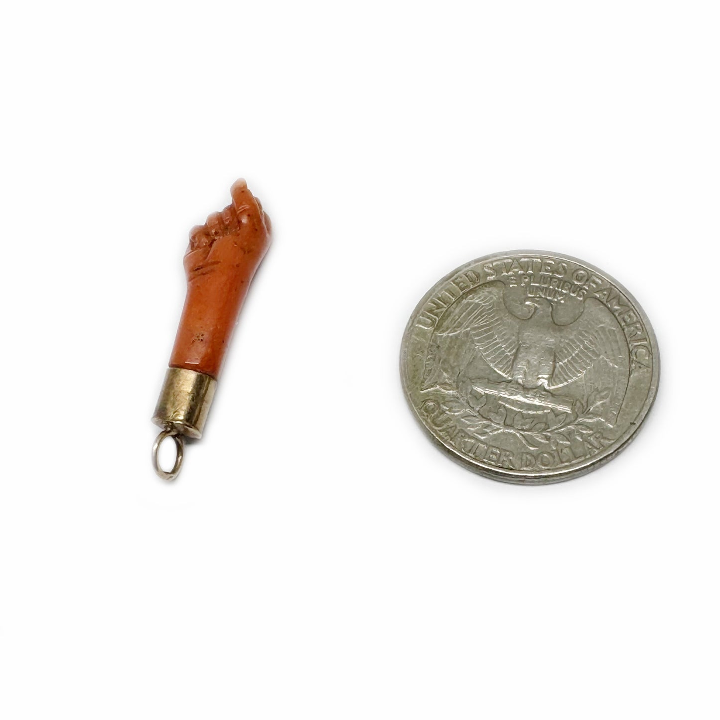 Antique 10k Gold Coral Figa, 10ct Gold, Mano Fico, Victorian Natural Mediterranean Coral, Fist Charm, Mano Figa, Figa Charm, Hand Pendant