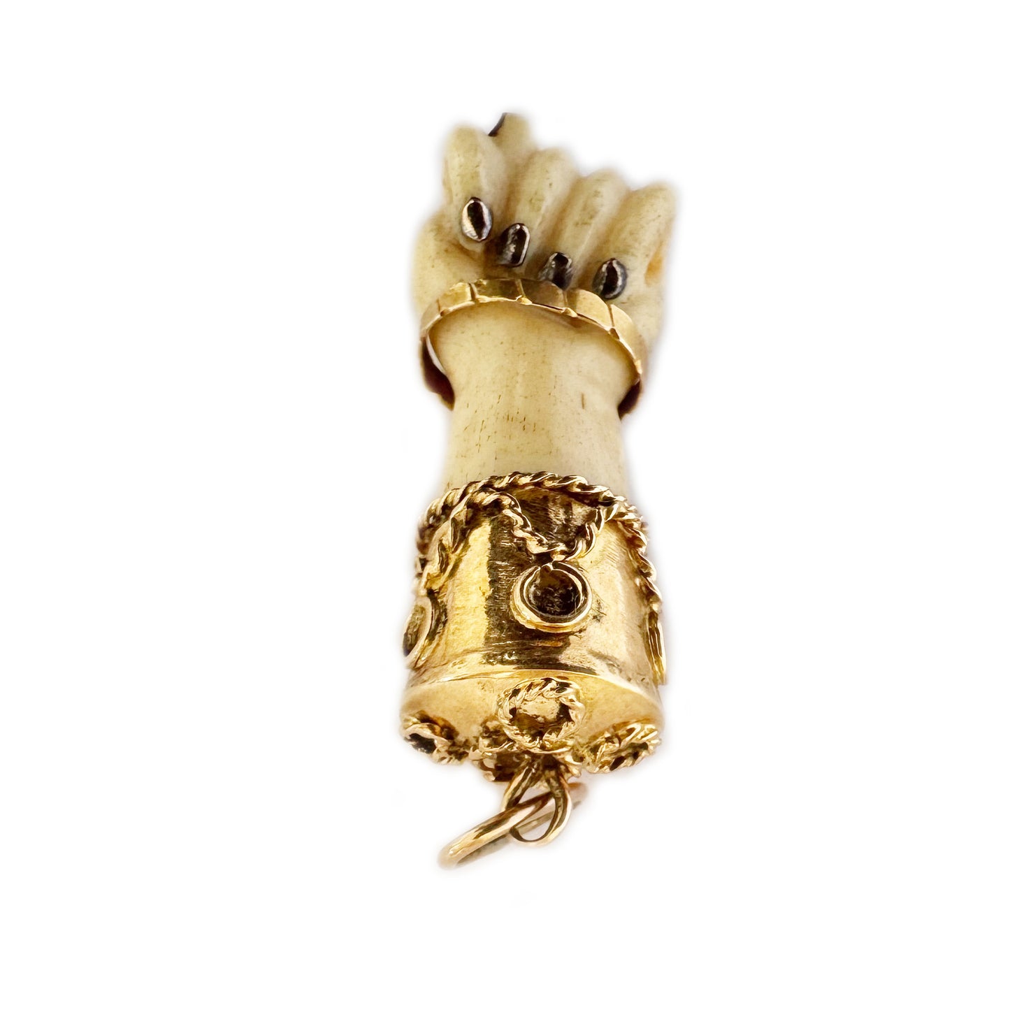 Antique 18K Gold Figa, Carved Bone, Victorian, Georgian Pendant, 1800s Figa, Amulet, Figa Charm, Mano Fico Pendant, Evil Eye, Mano Figa