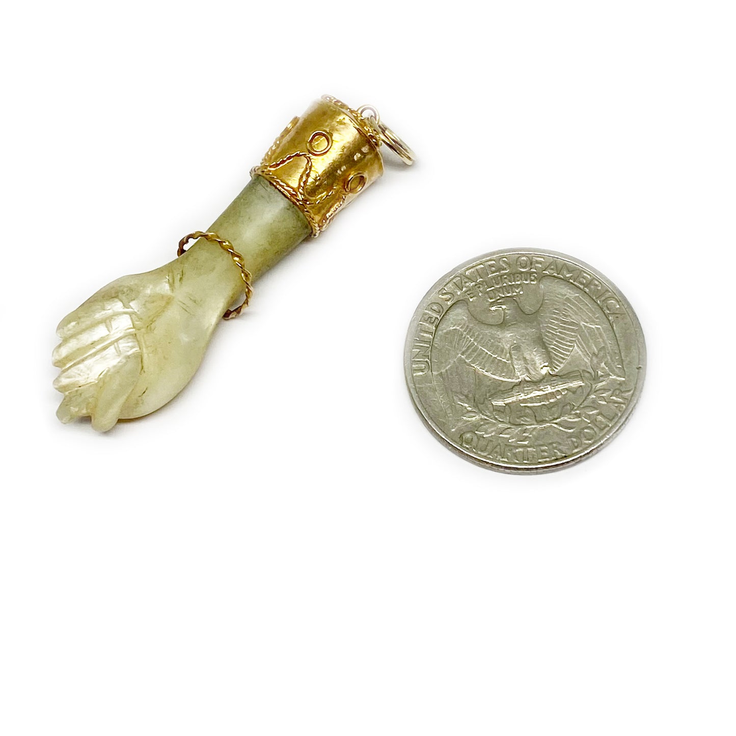 Antique 18k Gold Figa, Carved Mother Of Pearl, Mano Fico, Lucky Charm, Victorian Figa, Hand Pendant, Figa Charm, Mano Figa, Evil Eye