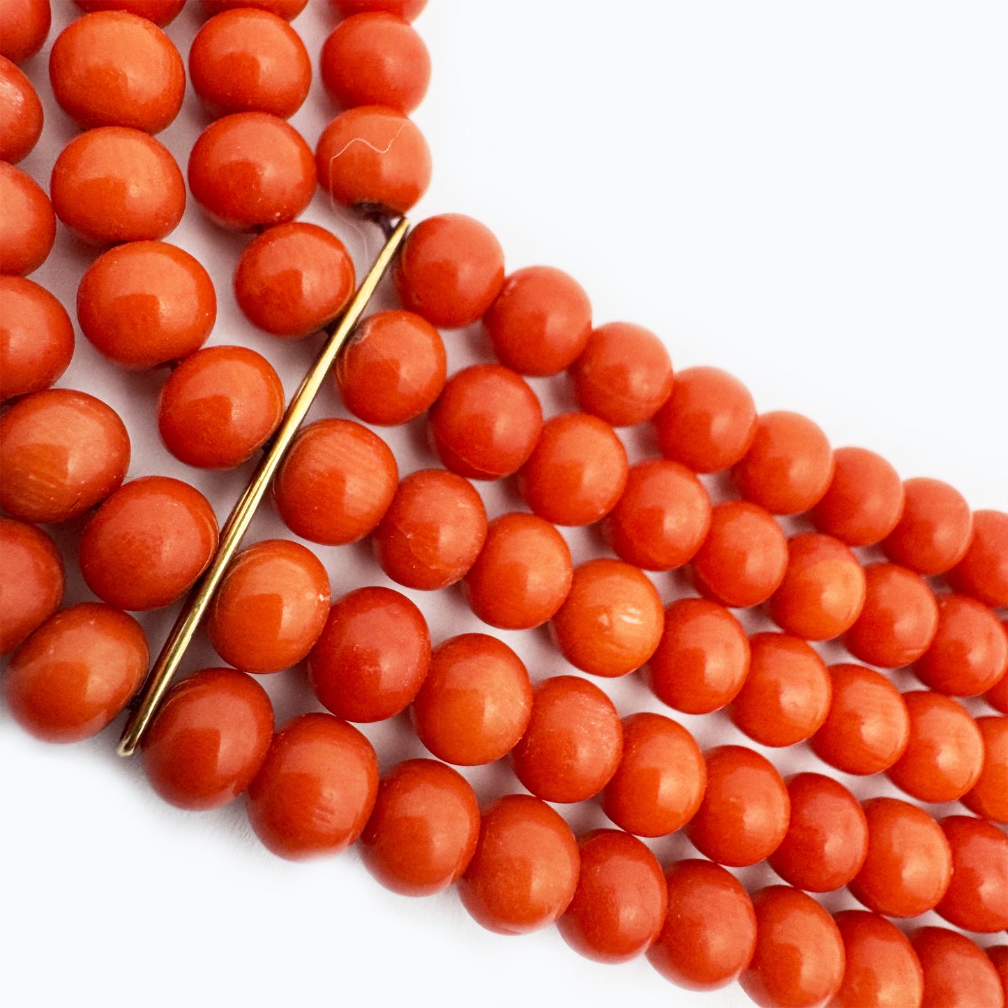 Vintage 14k Gol Coral Bracelet, 4-strand red  Natural Mediterranean Coral  beads  Italian Jewelry
