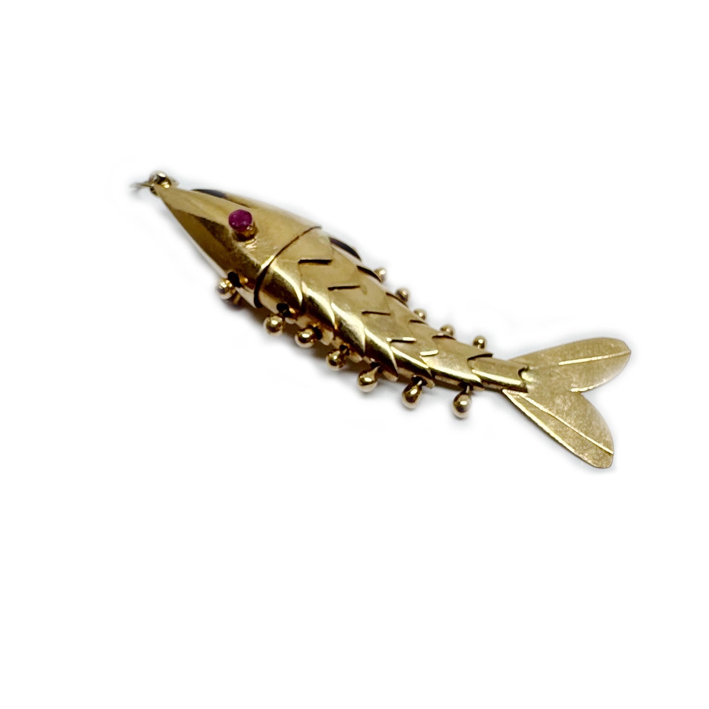 Vintage 14K Gold Fish, Articulated Fish Pendant, Antique Charm, Flexible Fish Pendant, 14 ct Gold Fish, Marine Animal Jewelry, Mid Century