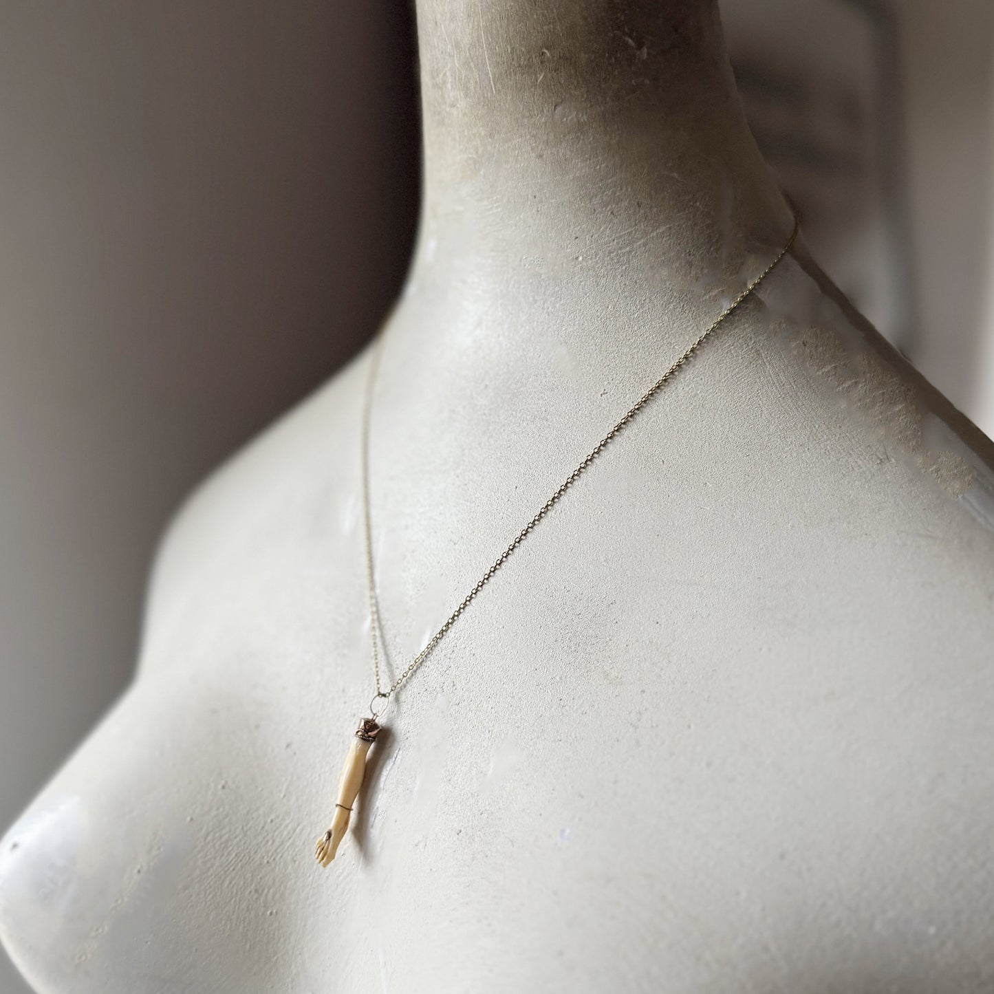 Antique 9K Gold Bone Leg Pendant, Victorian Pendant, Stigmata, 1800's Foot Charm, Christ Leg, Ruby, Anatomy Jewelry, Body Part Pendant