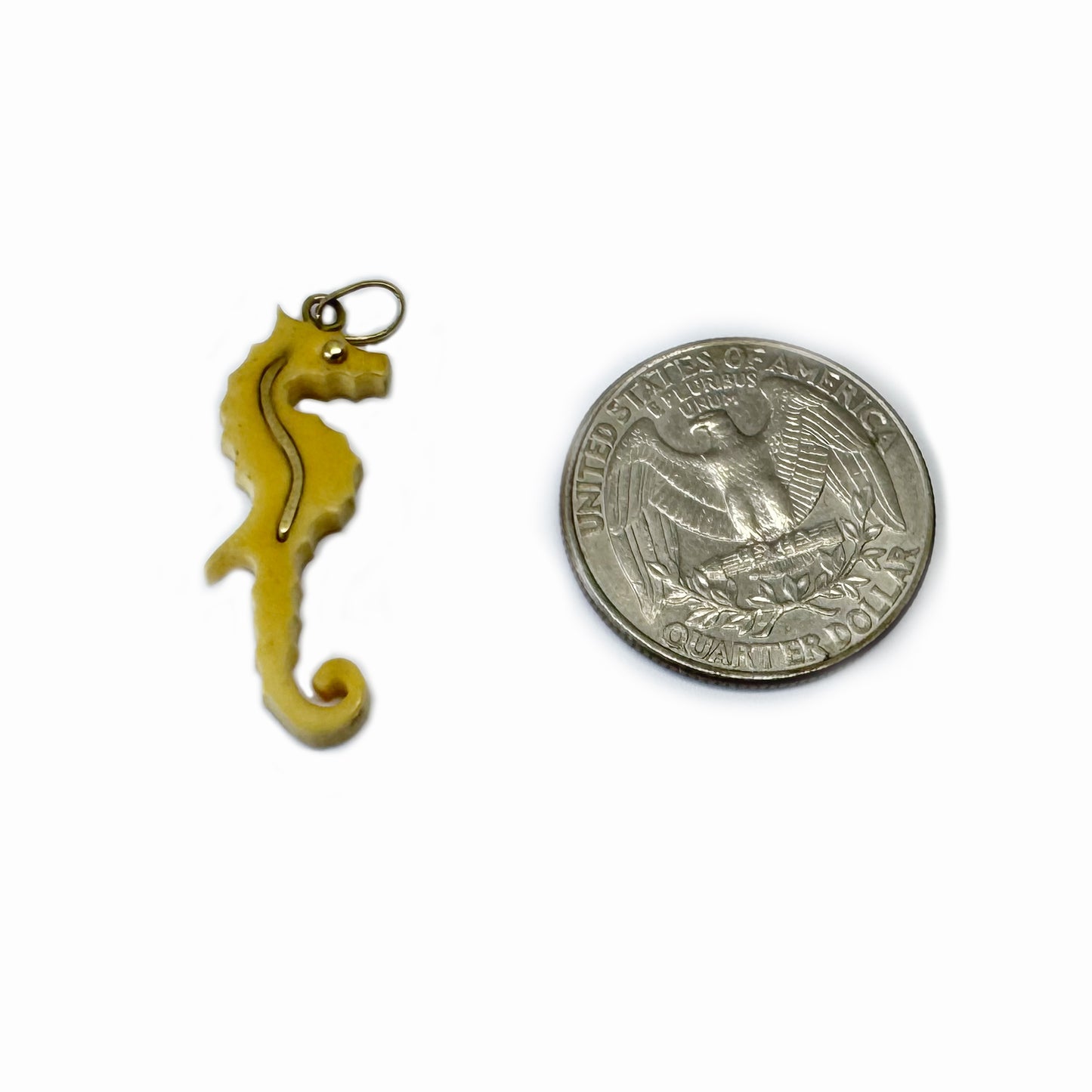 Antique 18k Gold Seahorse Pendant, Victorian Bone Charm, Marine Animal Jewellery, 18 ct Gold Sea Horse Lover Gift, Animal Pendant, Deep Sea