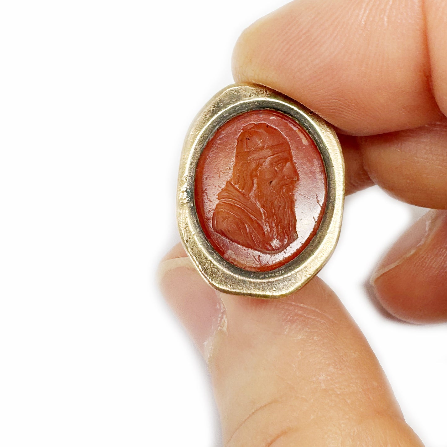 Victorian Carnelian Aristotles Intaglio Fob Seal, Antique Rolled Gold Fob Pendant, Stone Gold Filled Seal, 1800s Gold Cased Ornate Fob Cham