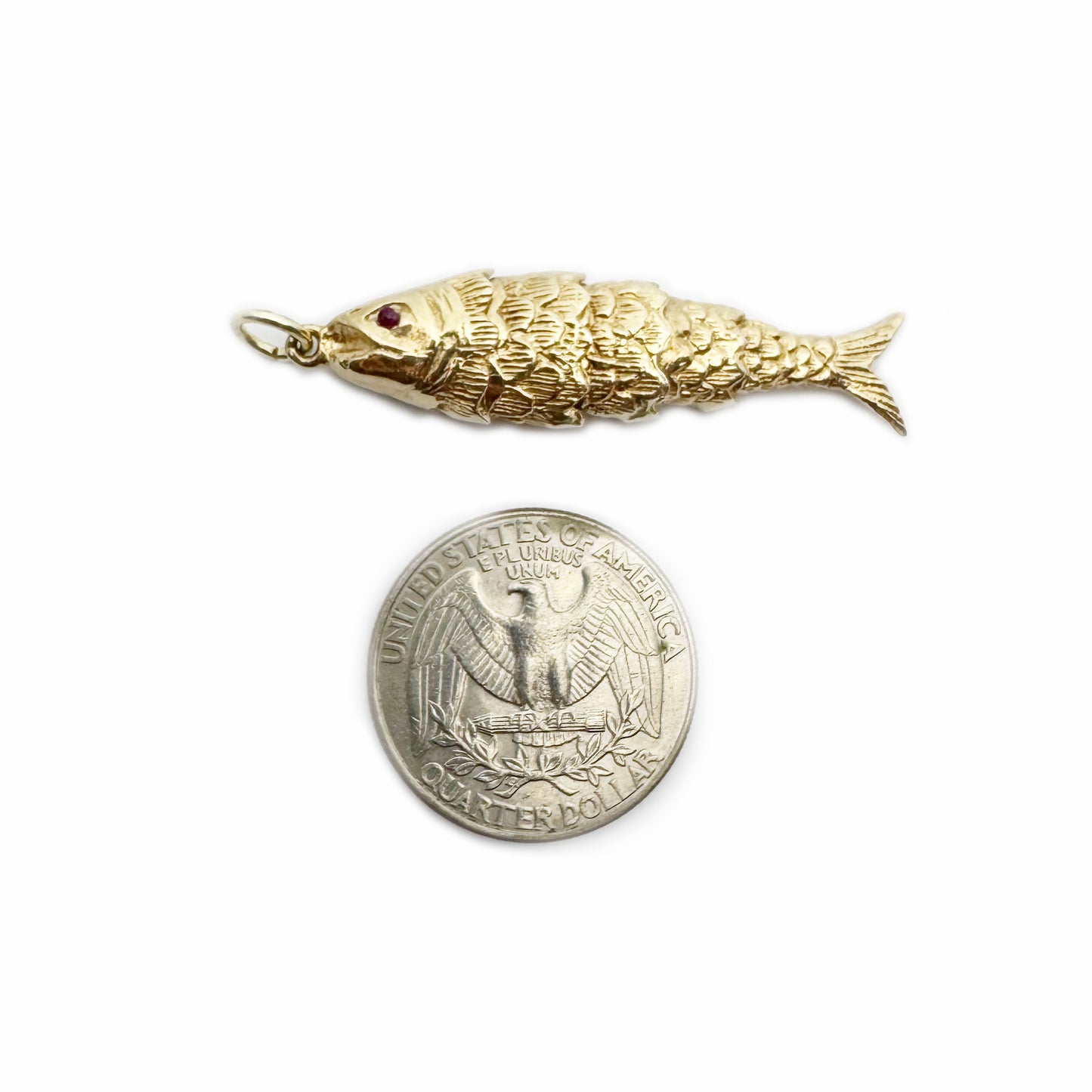 Vintage 9K Gold Fish, Articulated solid 9 ct Gold Fish Pendant, Animal Charm Pendant, Marine Pendant, 9 ct Fish Jewellery Charm, 7.5 Grams