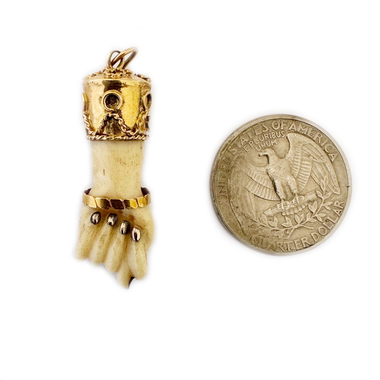 Antique 18K Gold Figa, Carved Bone, Victorian, Georgian Pendant, 1800s Figa, Amulet, Figa Charm, Mano Fico Pendant, Evil Eye, Mano Figa