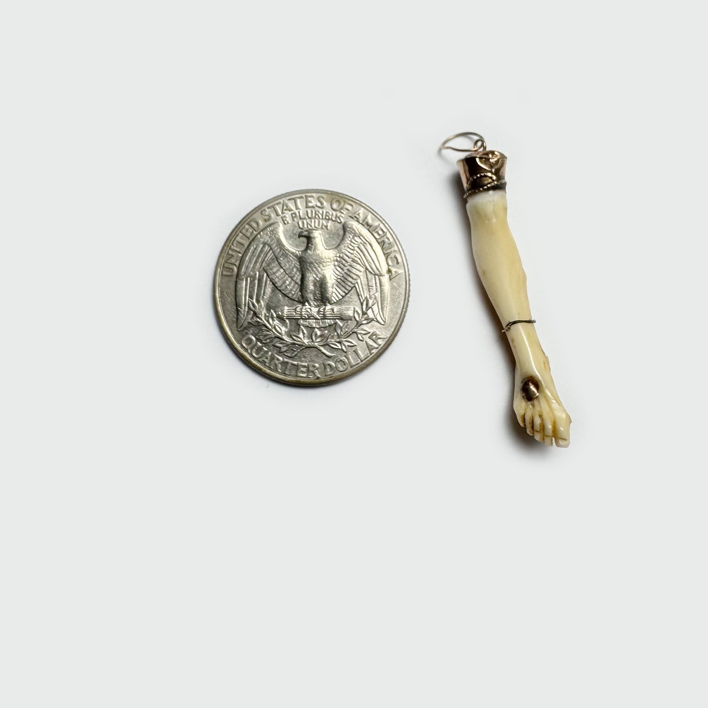 Antique 9K Gold Bone Leg Pendant, Victorian Pendant, Stigmata, 1800's Foot Charm, Christ Leg, Ruby, Anatomy Jewelry, Body Part Pendant