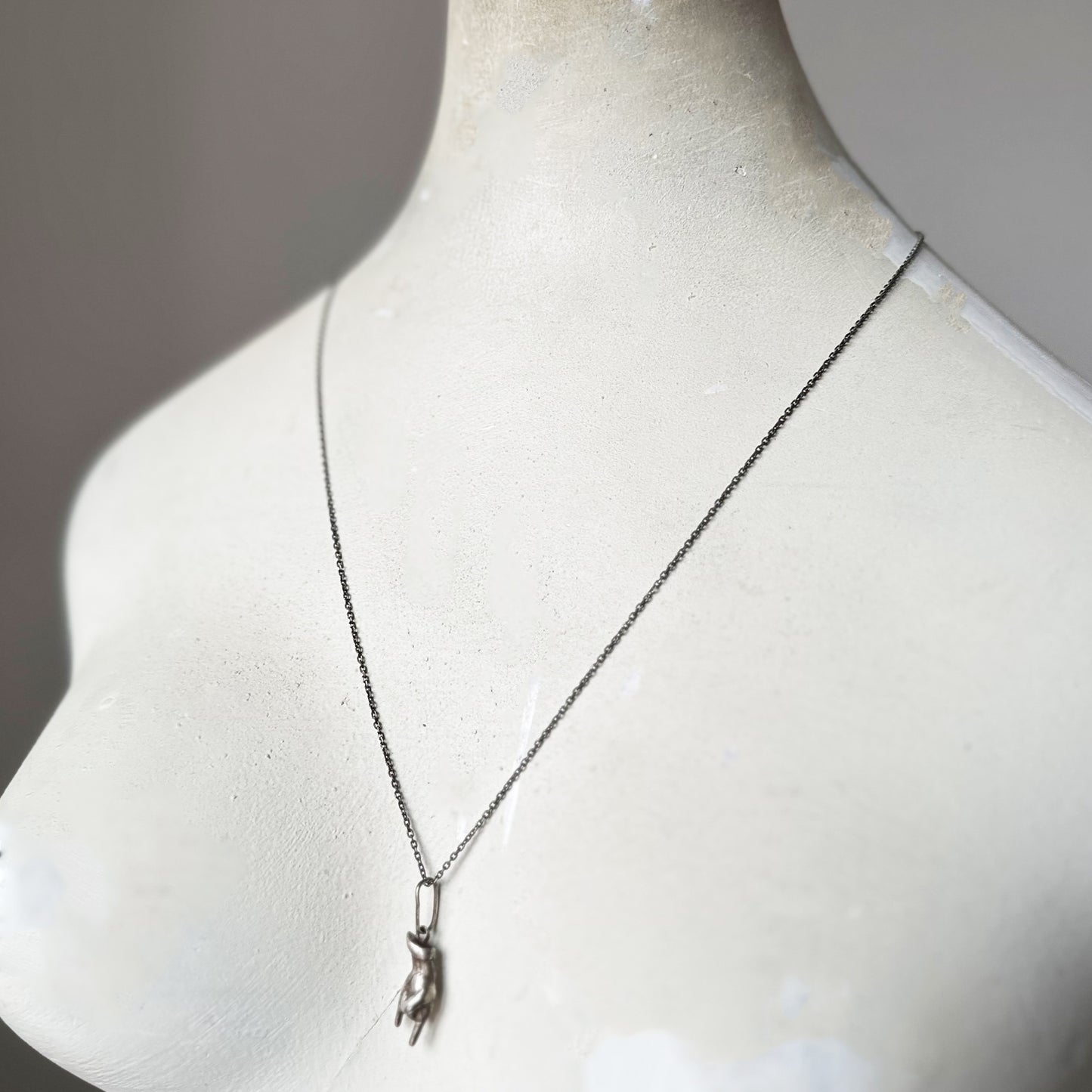 Antique Silver Horned Hand, Mano Cornuto Amulet, Victorian Lucky Charm, Protective Figa Pendant, Rare Evil Eye Talisman, Sign of Horn