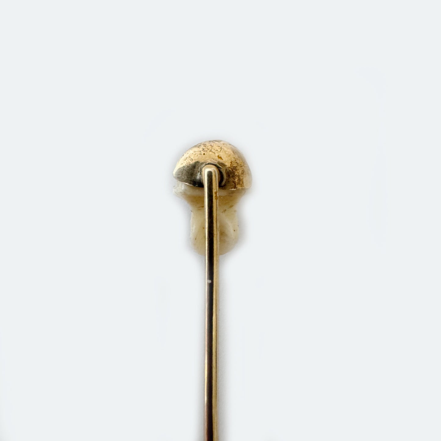 Antique 9k Gold Skull Stick Pin, Victorian Memento Mori Pin, 9 ct Gold Carved Bone Skull Cravat StickPin, 1800s Lapel, 19th Century Tie Pin