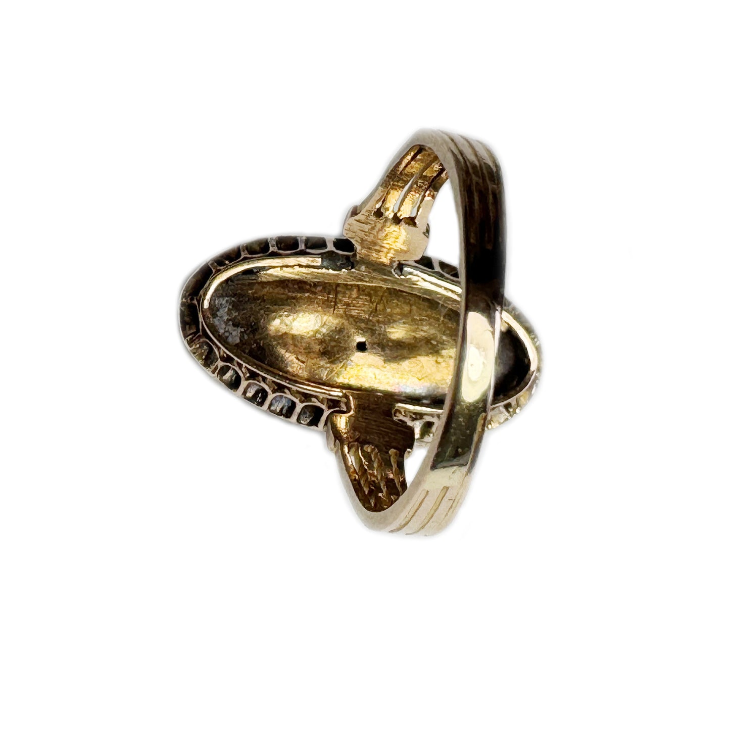 Antique 18K Gold Ring, Pearl & Turquoise Navette Ring, Uncleaned Victorian Era Jewellery , Size US 5 / UK J , 3.9 grams, 19th Century Ring