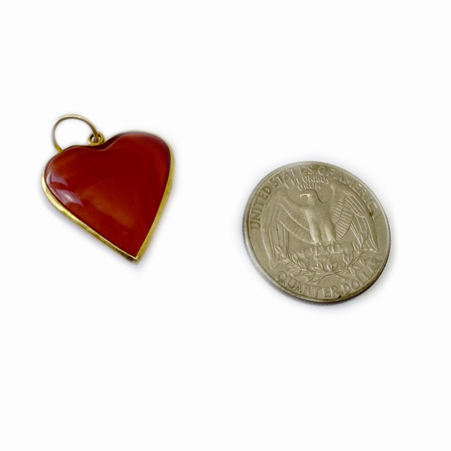 Vintage 18k Gold Carnelian Heart Pendant, Natural Gemstone Jewelry, Antique Gift, Unique Valentines, Agate Charm, Original 1960s