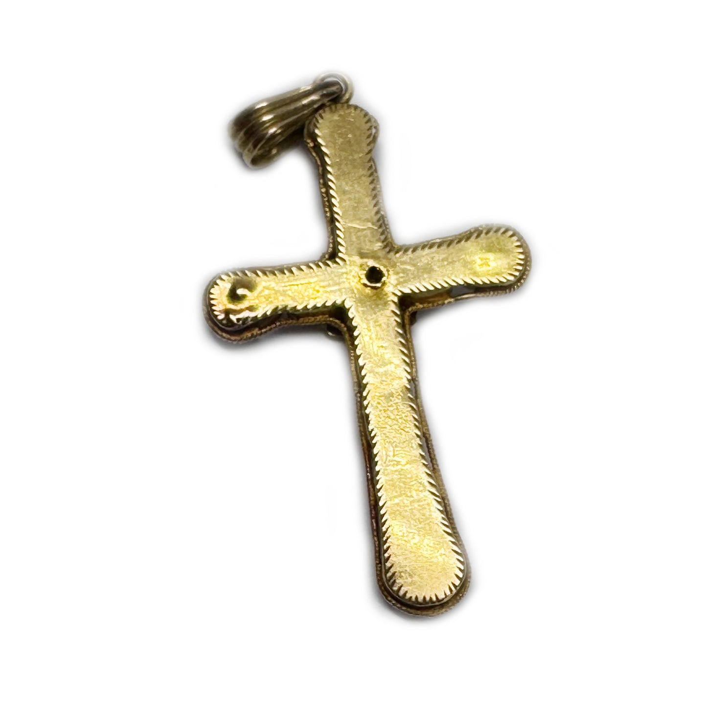 Antique 14k Gold Chrysoberyl Cross, 1700s Portuguese Crucifix Pendant, Georgian Jewellery, Baroque, Colonial Jewelry 18th Century Chrysolite