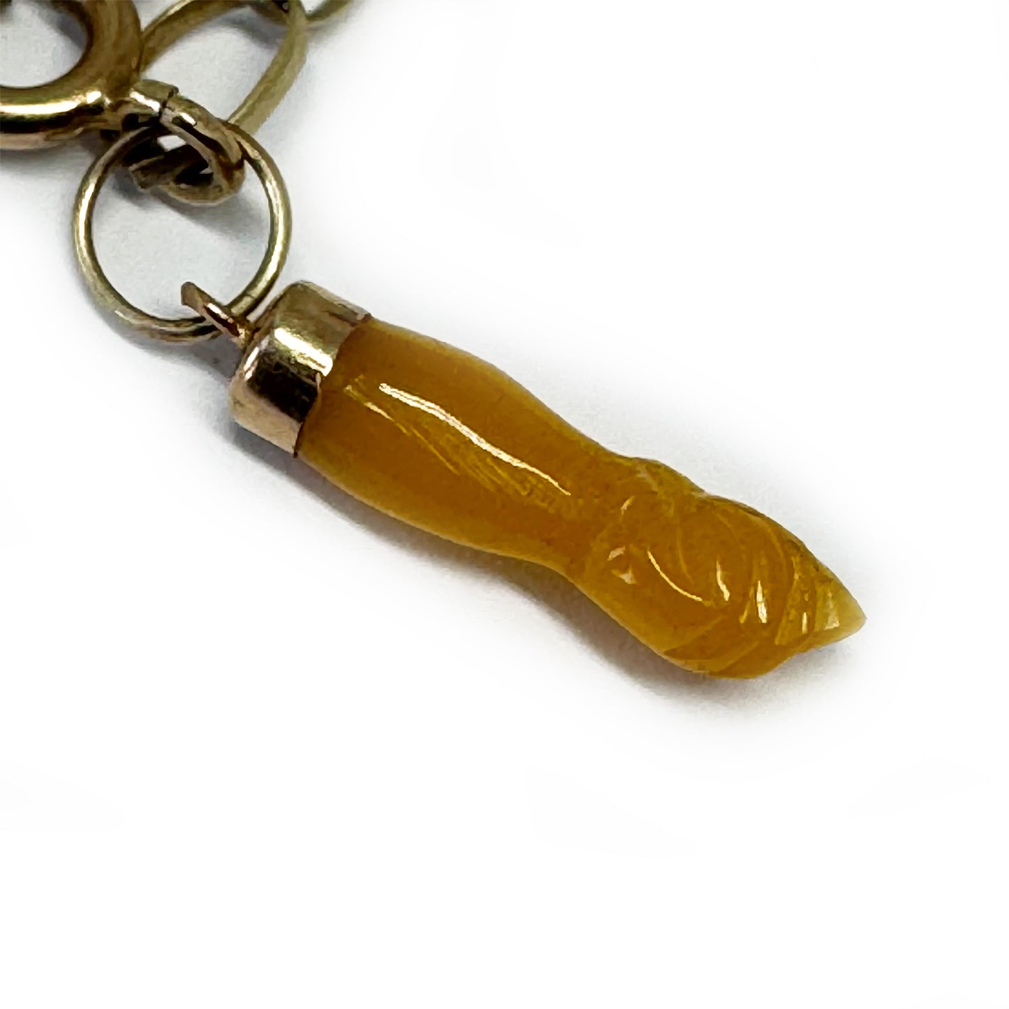 Vintage 9k Gold Bracelet Yellow Figa Charm, Midcentury Charm Bracelet, 9 ct Gold Chain Bracelet, Curb Link Bracelet, Gold Chain, Figa Charm